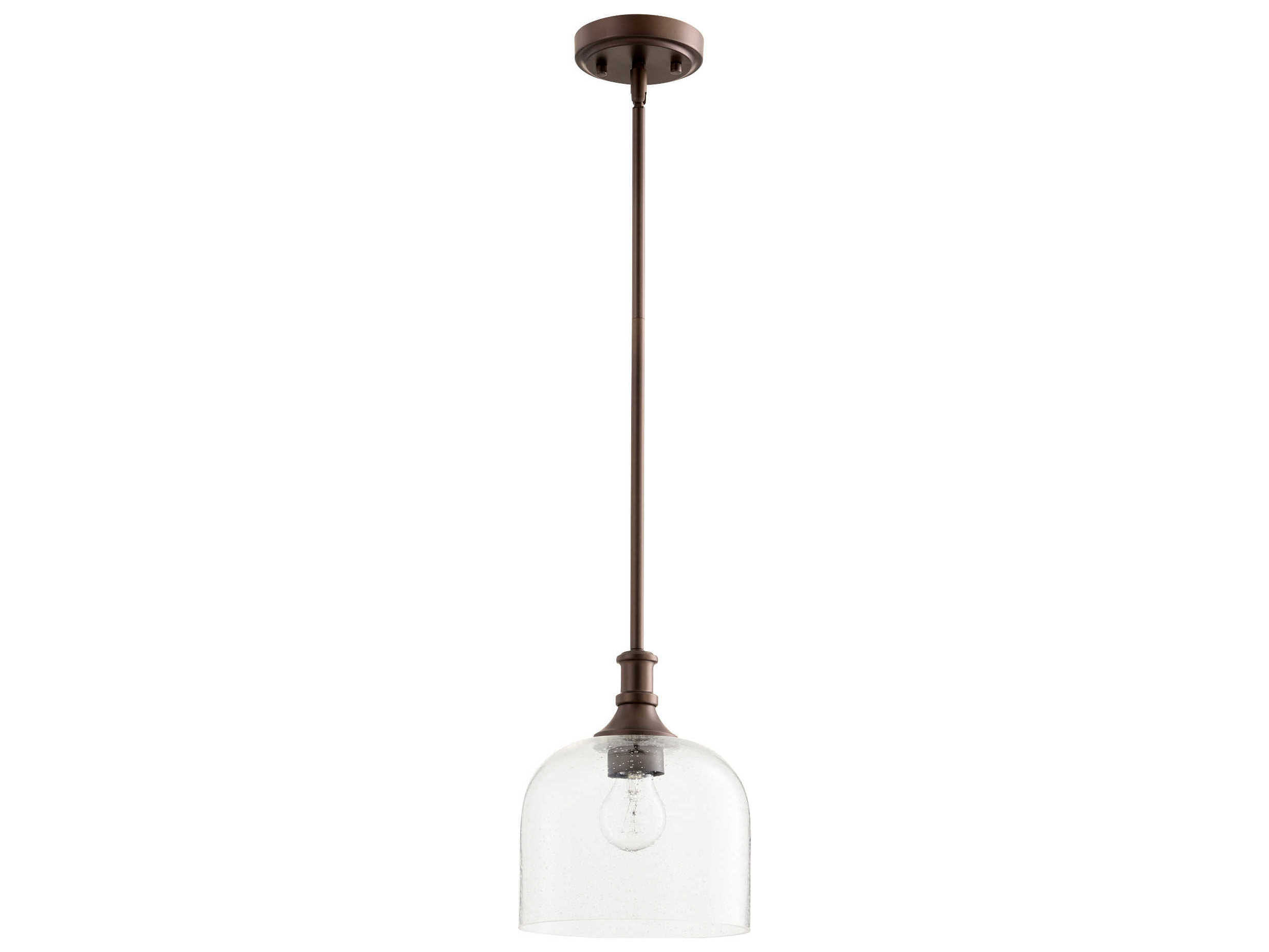Quorum Richmond 1-Light Oiled Bronze With Clear Seeded Glass Bowl Mini Pendant