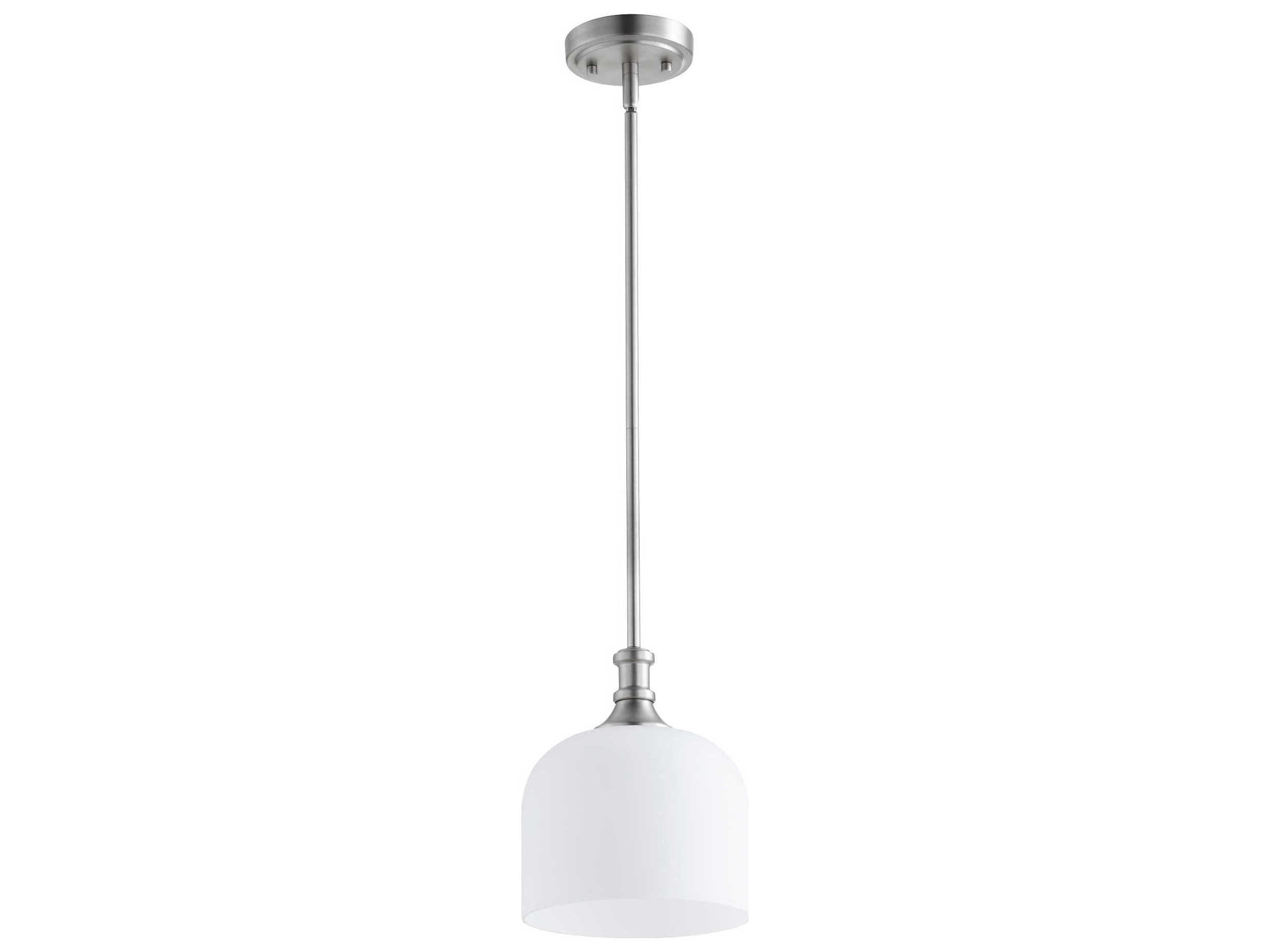 Quorum Richmond 1-Light Satin Nickel White Glass Bowl Mini Pendant