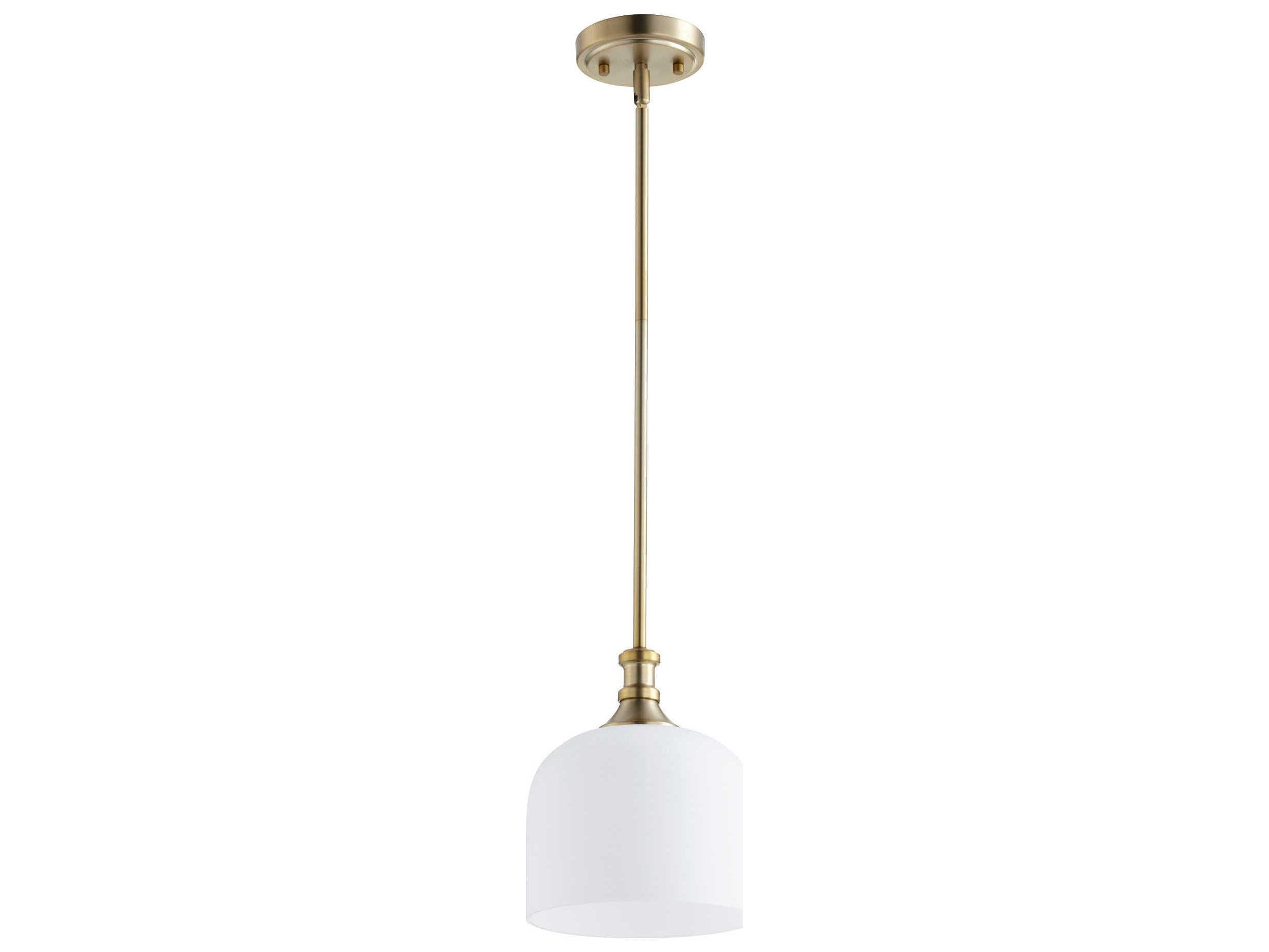 Quorum Richmond 1-Light Aged Brass Glass Bell Mini Pendant