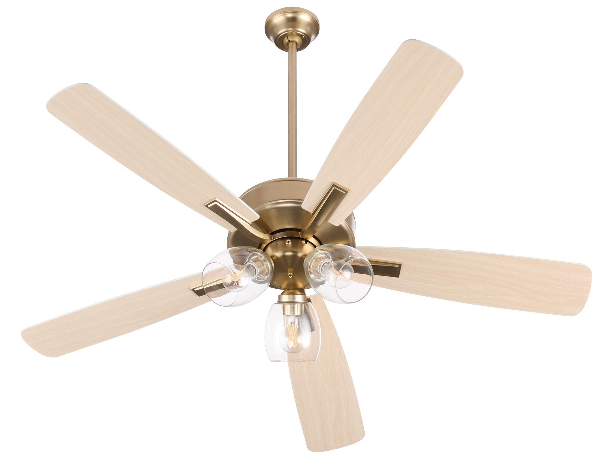 Quorum Ovation Aged Brass Studio White Ceiling Fans