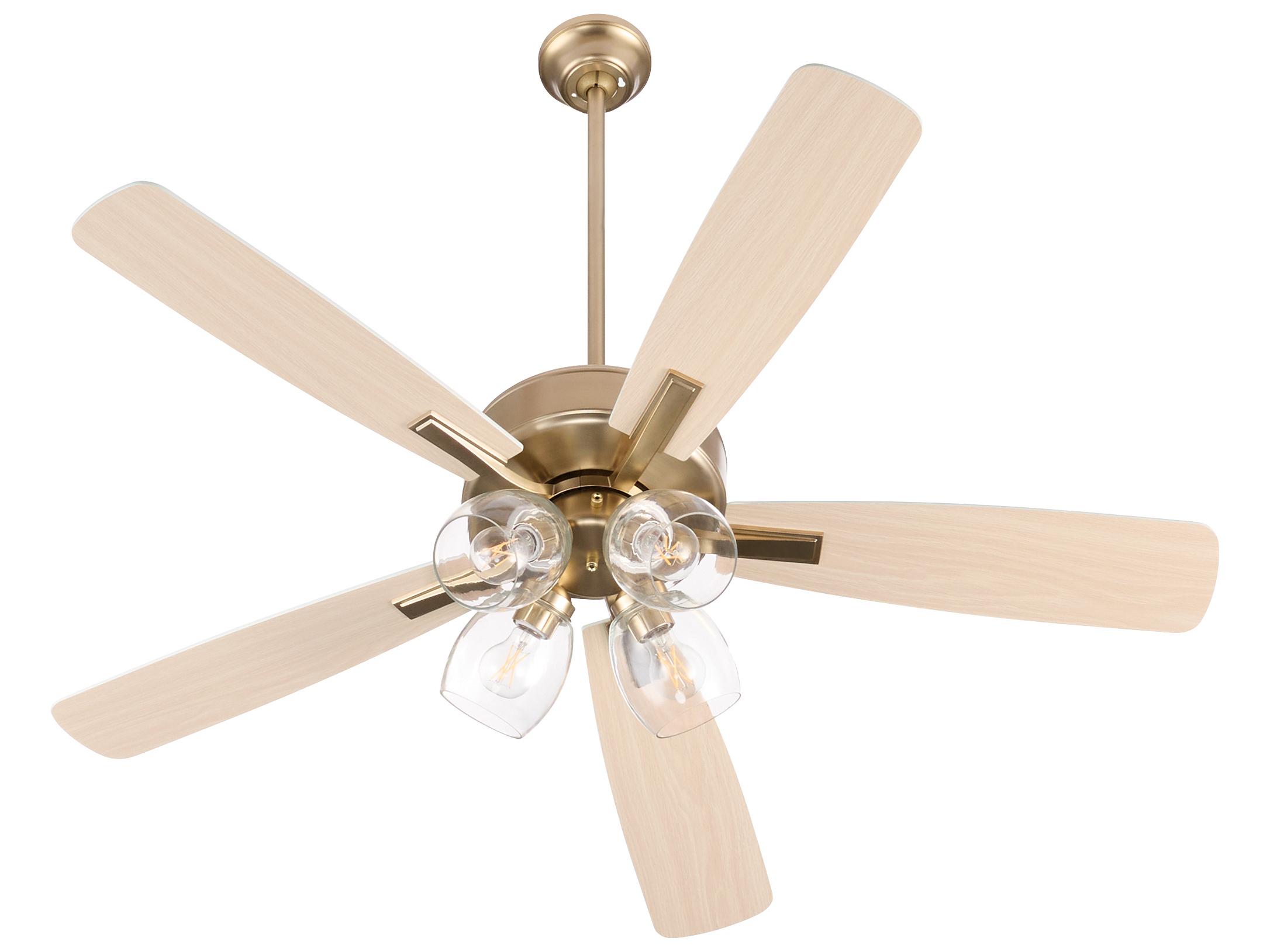Quorum Ovation Aged Brass Studio White Ceiling Fans
