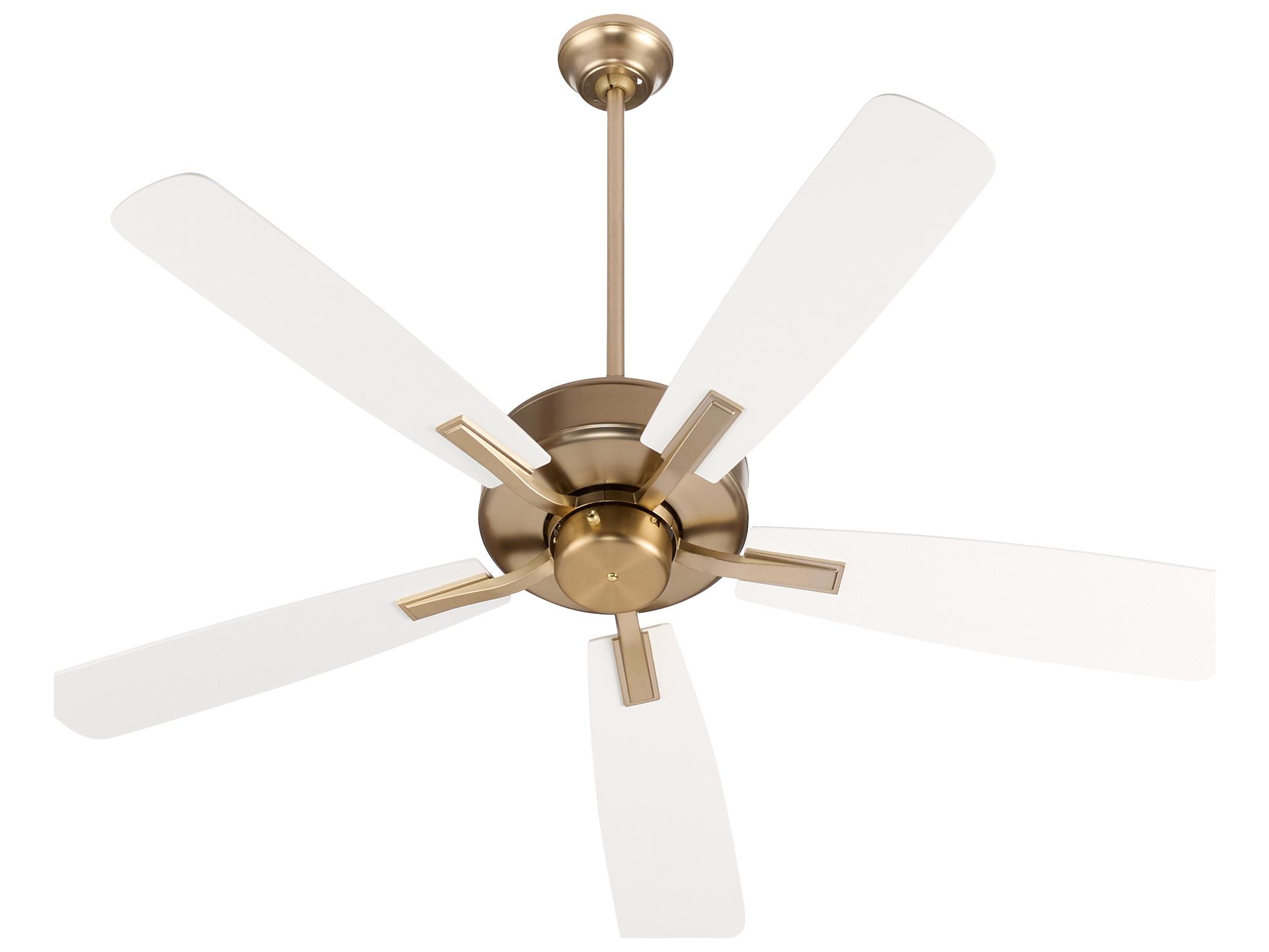 Quorum Ovation Aged Brass Studio White Ceiling Fans