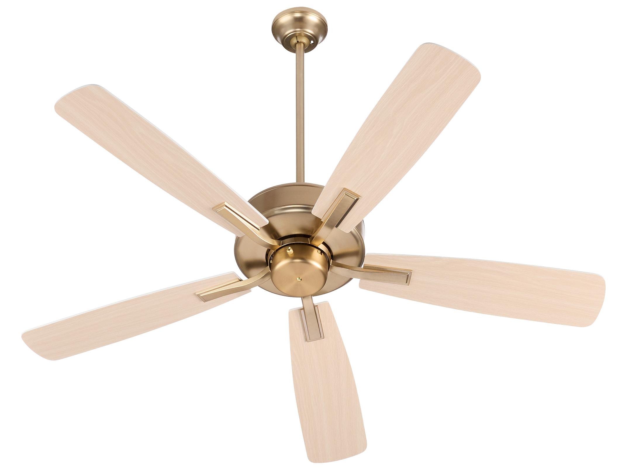 Quorum Ovation Aged Brass Studio White Ceiling Fans