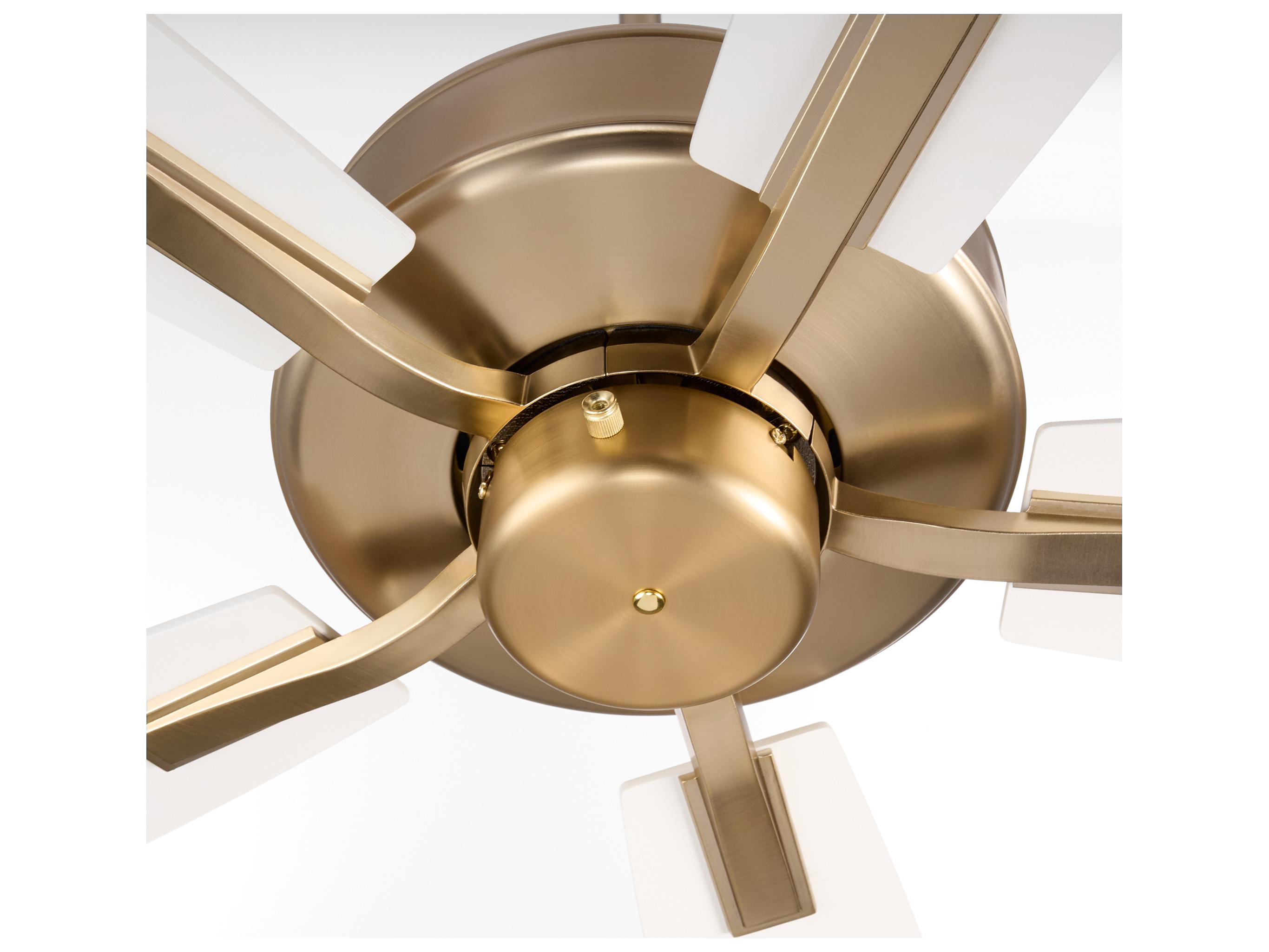 Quorum Ovation Aged Brass Studio White Ceiling Fans