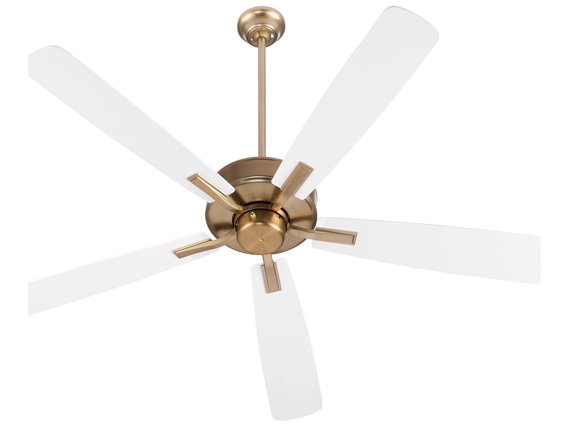 Quorum Ovation Aged Brass Studio White Ceiling Fans