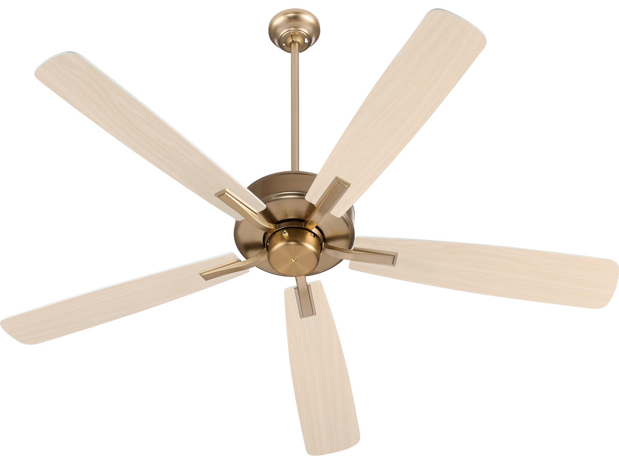 Quorum Ovation Aged Brass Studio White Ceiling Fans