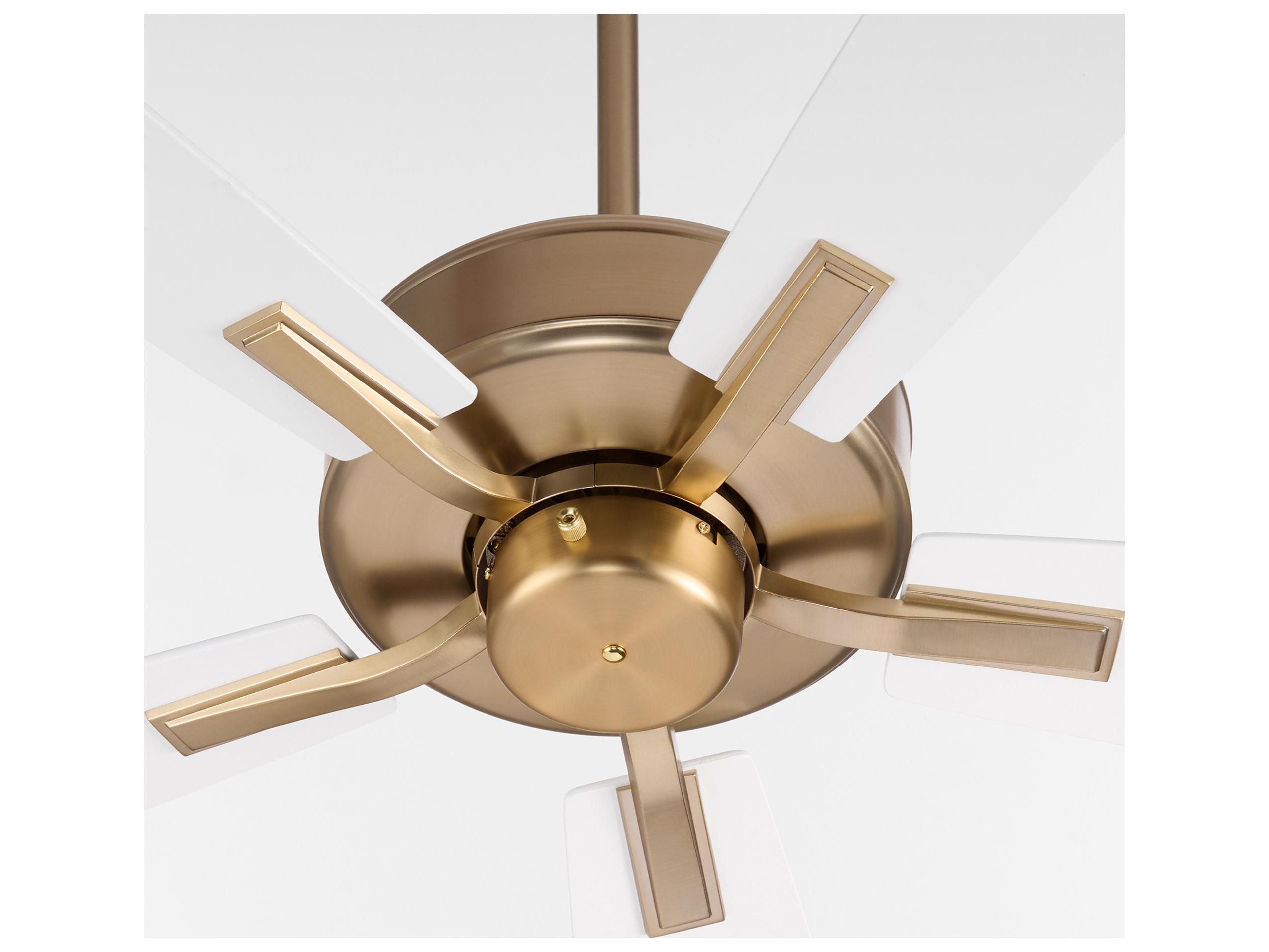 Quorum Ovation Aged Brass Studio White Ceiling Fans