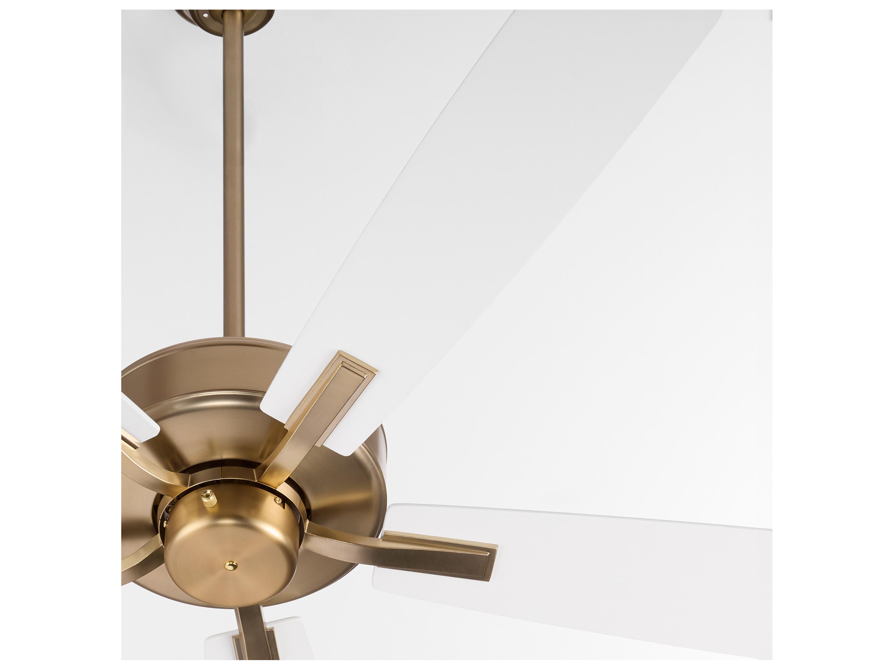 Quorum Ovation Aged Brass Studio White Ceiling Fans
