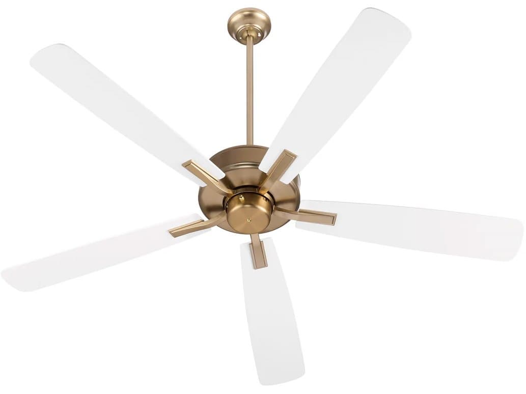 Quorum Ovation Aged Brass Studio White Ceiling Fans