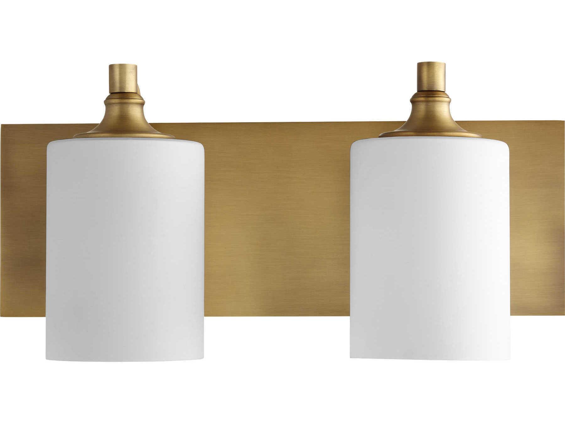 Quorum Celeste 2-Light Aged Brass Glass Vanity Light