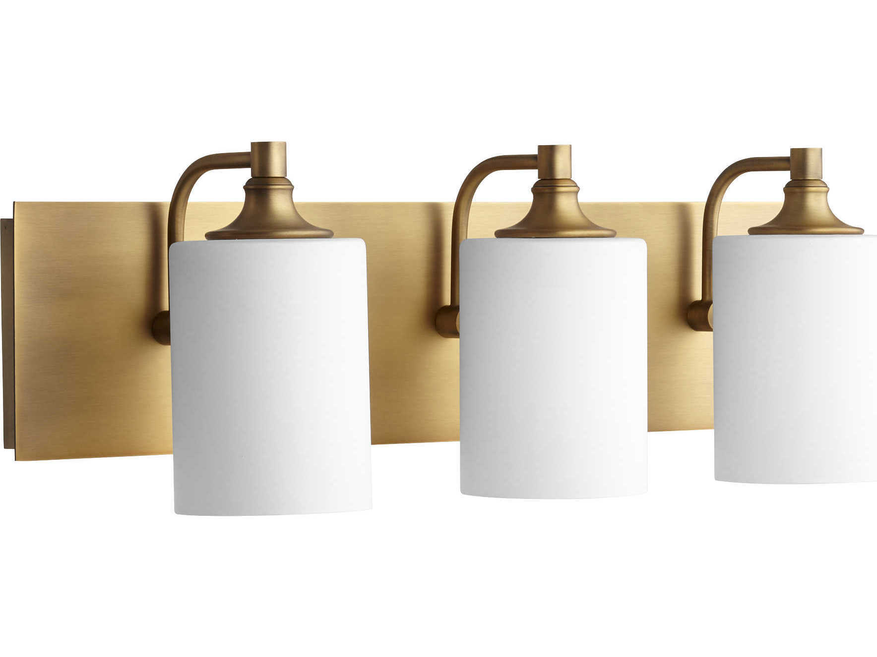 Quorum Celeste 3-Light Aged Brass Glass Vanity Light