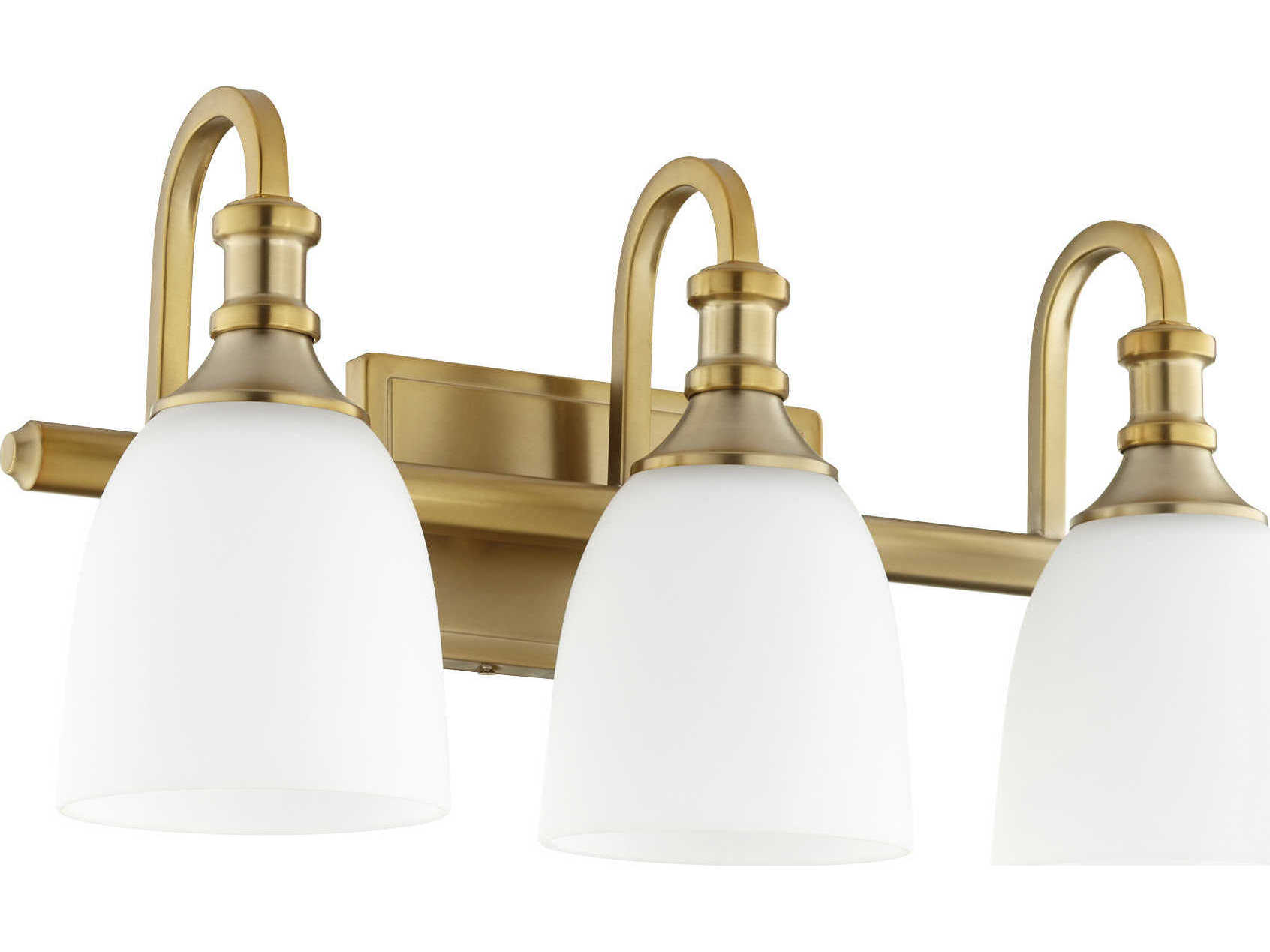 Quorum Richmond 3-Light Aged Brass Glass Vanity Light