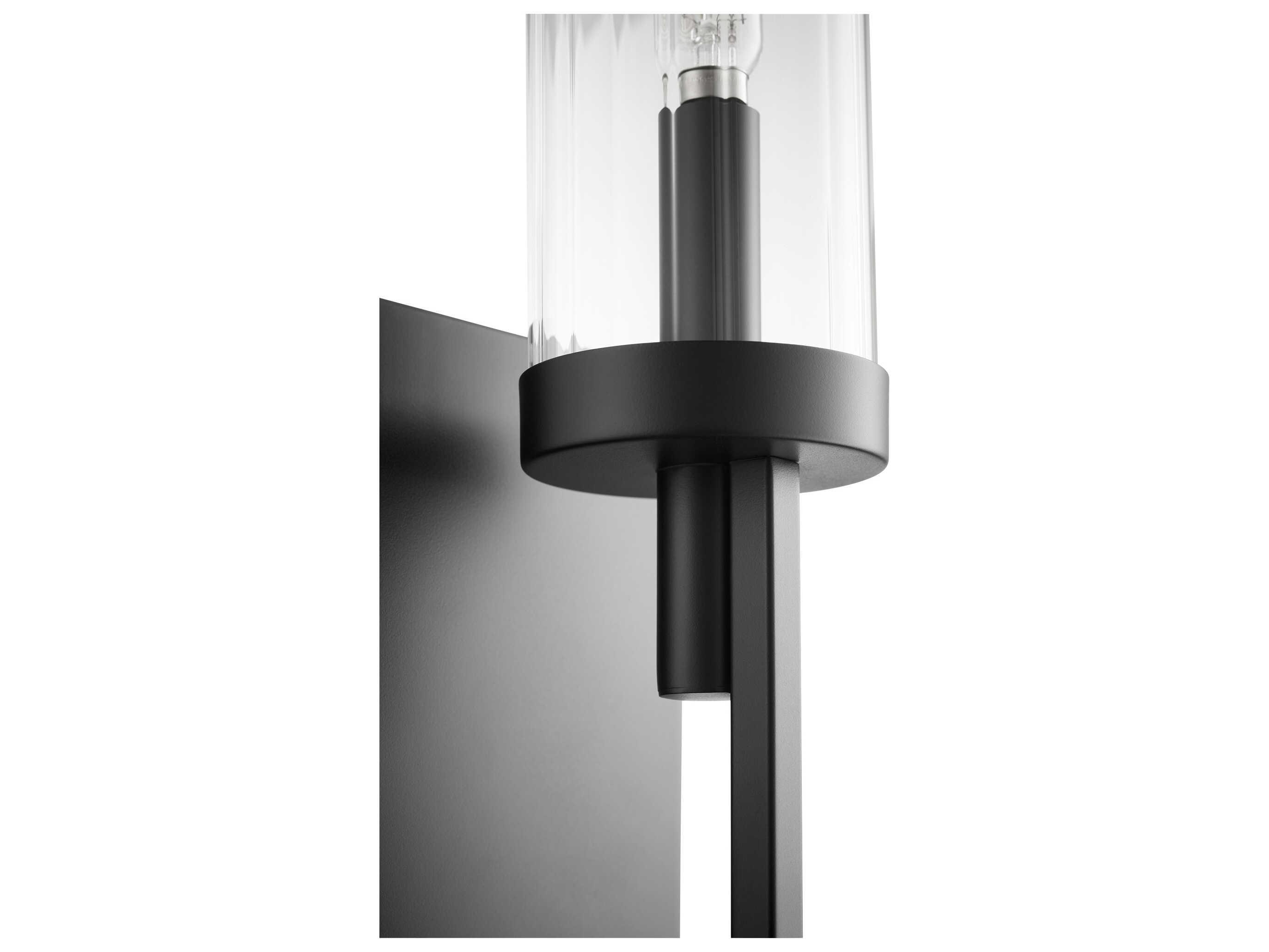 Quorum Ladin 1-Light Textured Black Glass Wall Sconce