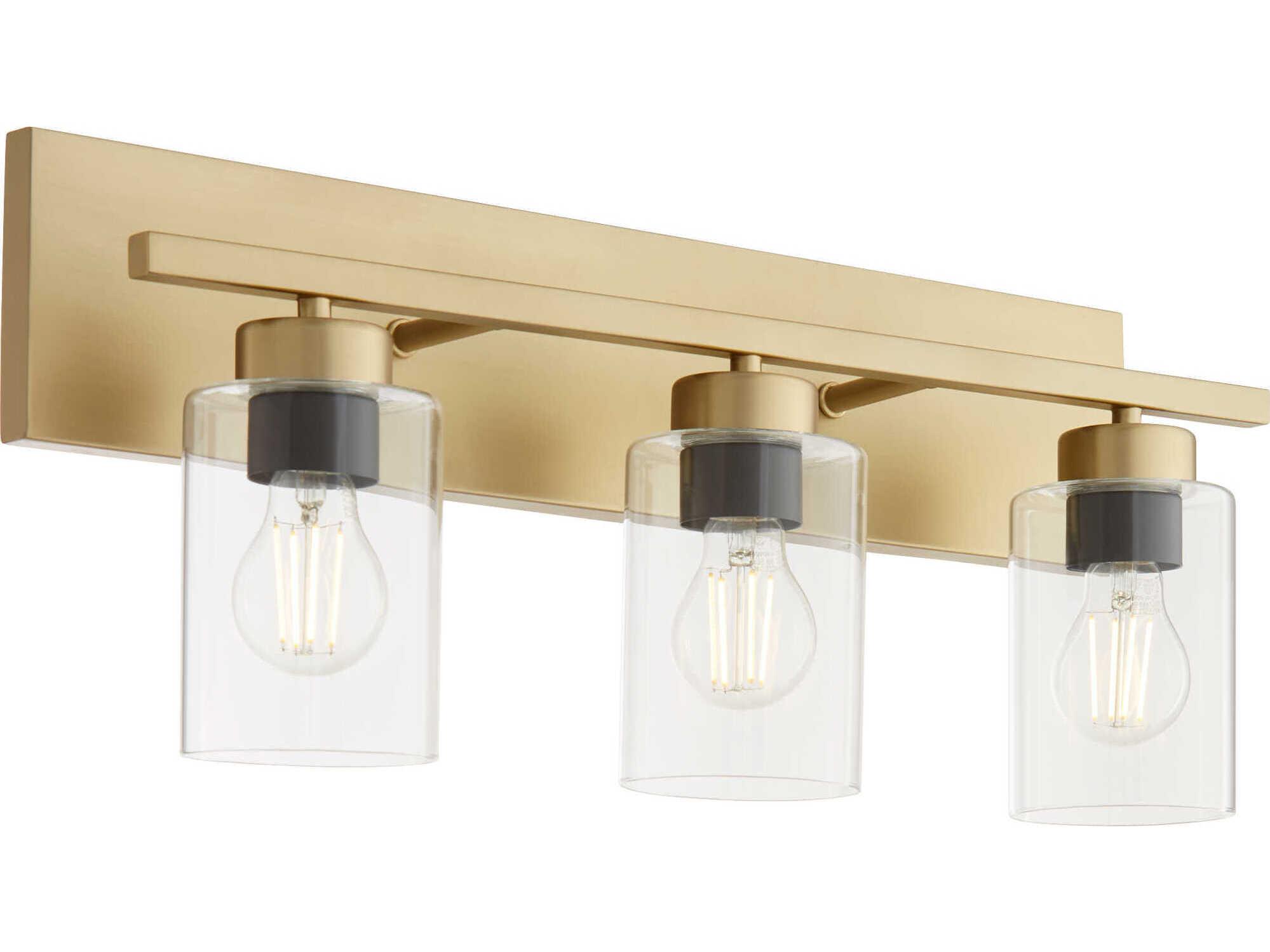 Quorum Carter 3-Light Aged Brass Vanity Light