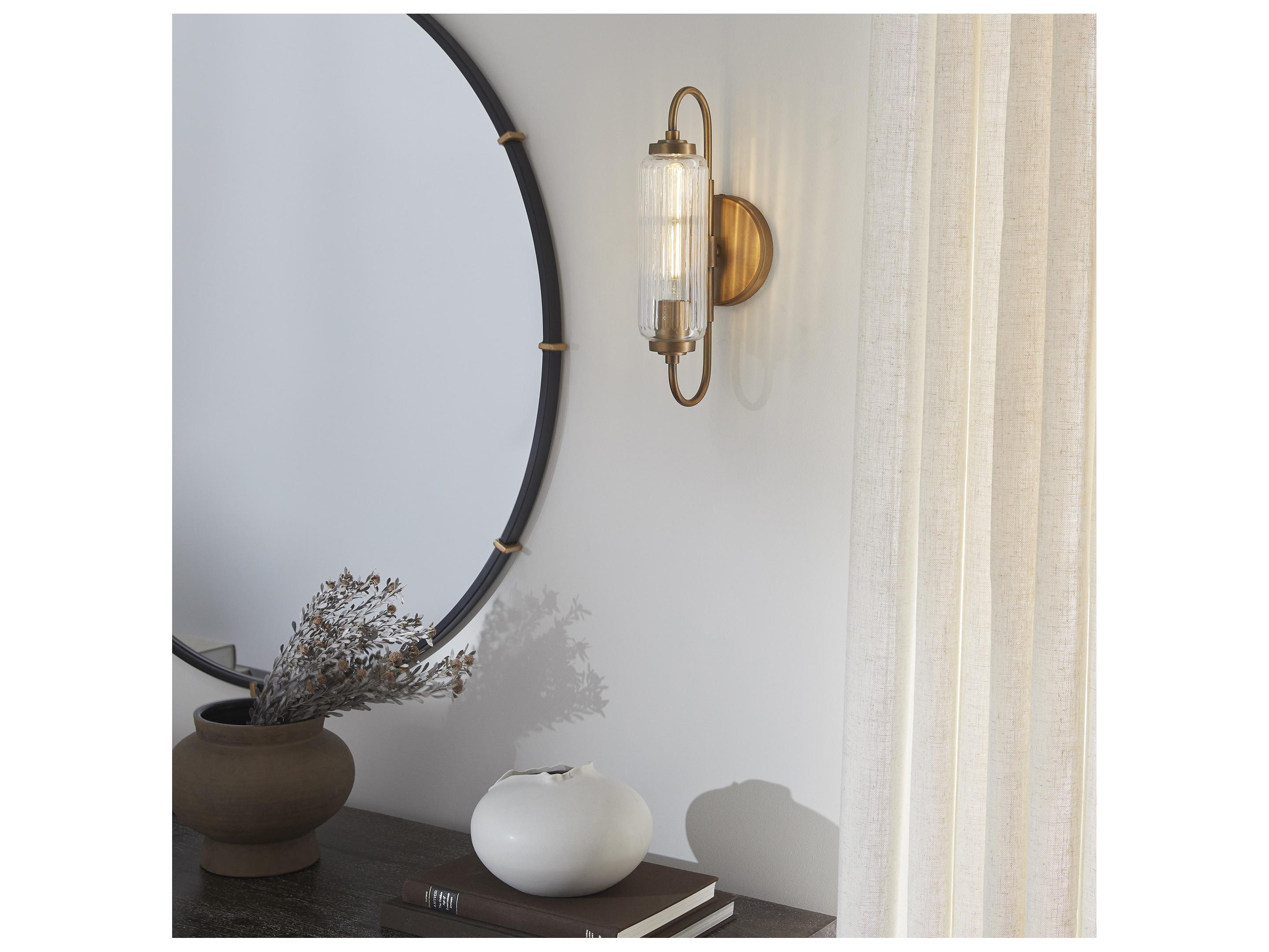 Quorum Whitmire 1-Light Brushed Brass Wall Sconce