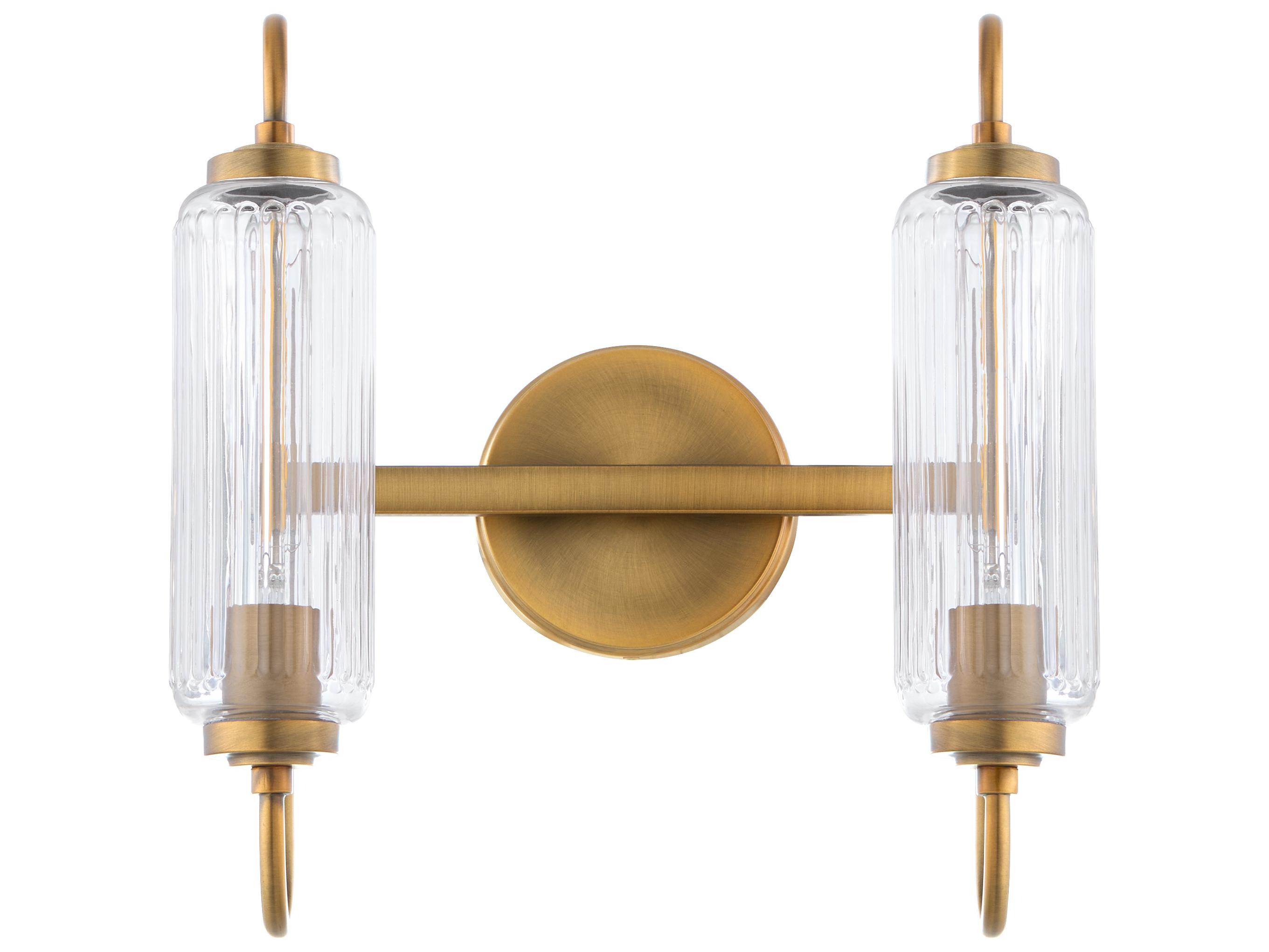 Quorum Whitmire 2-Light Brushed Brass Vanity Light