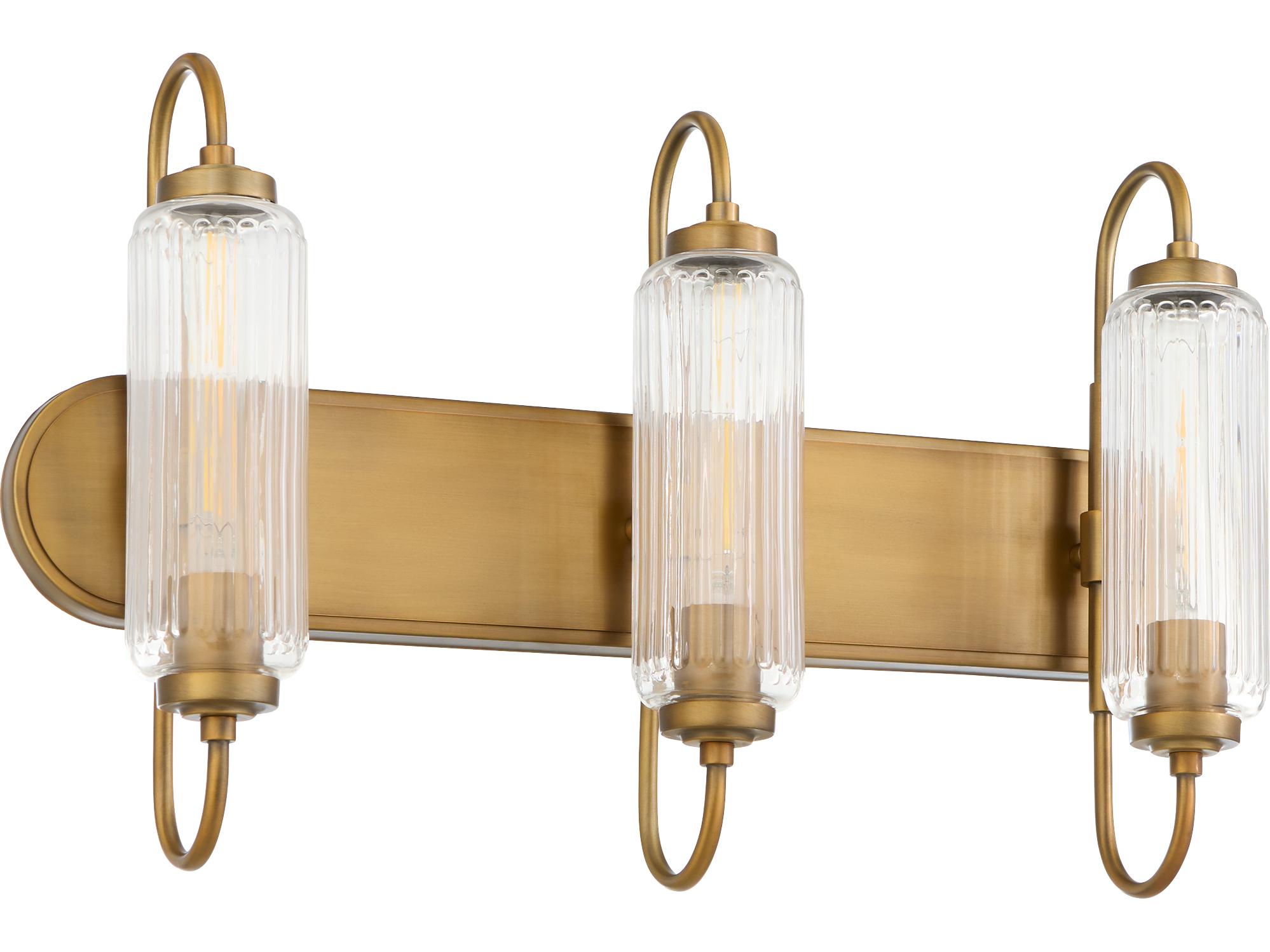 Quorum Whitmire 3-Light Brushed Brass Vanity Light