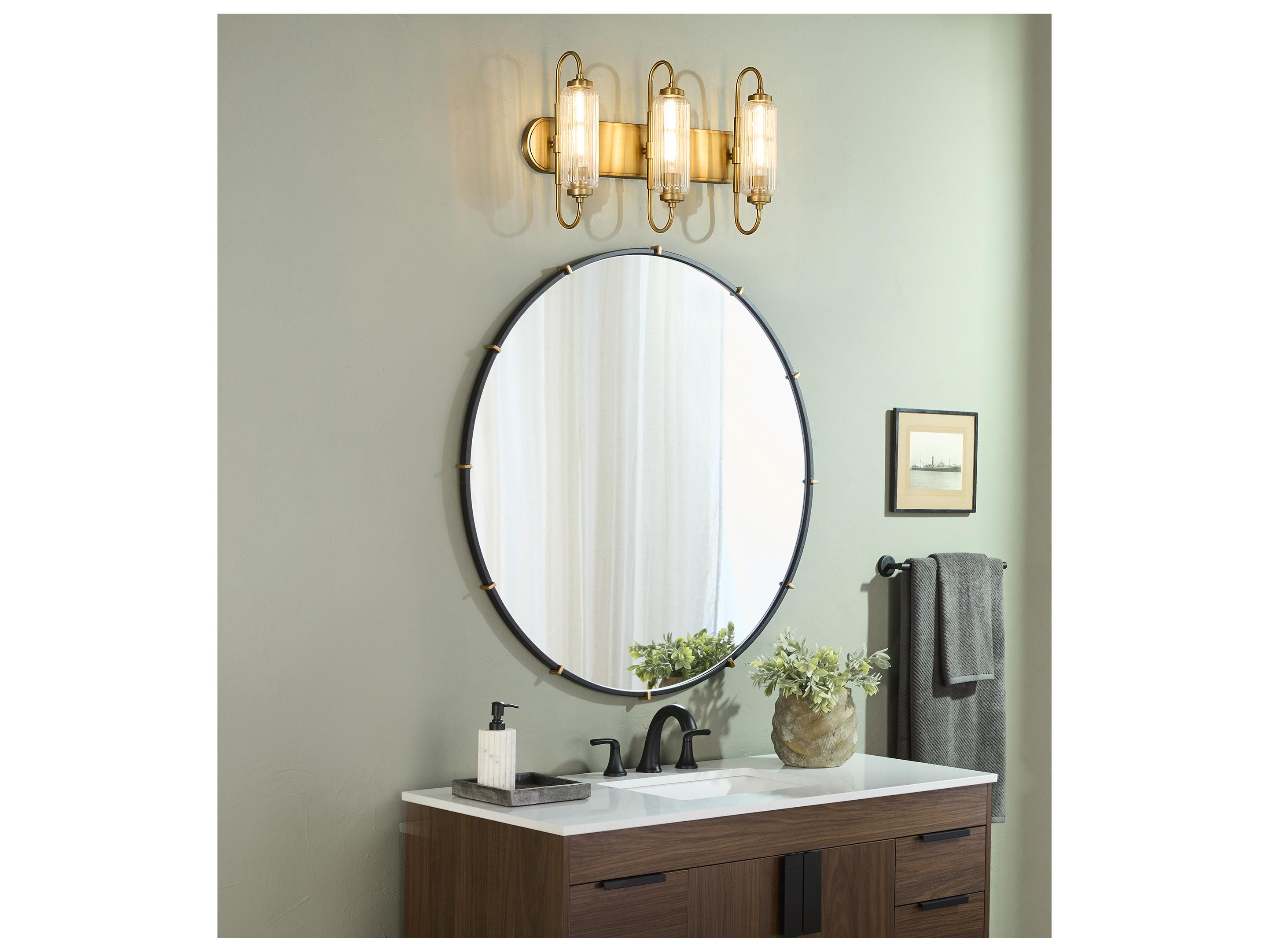 Quorum Whitmire 3-Light Brushed Brass Vanity Light