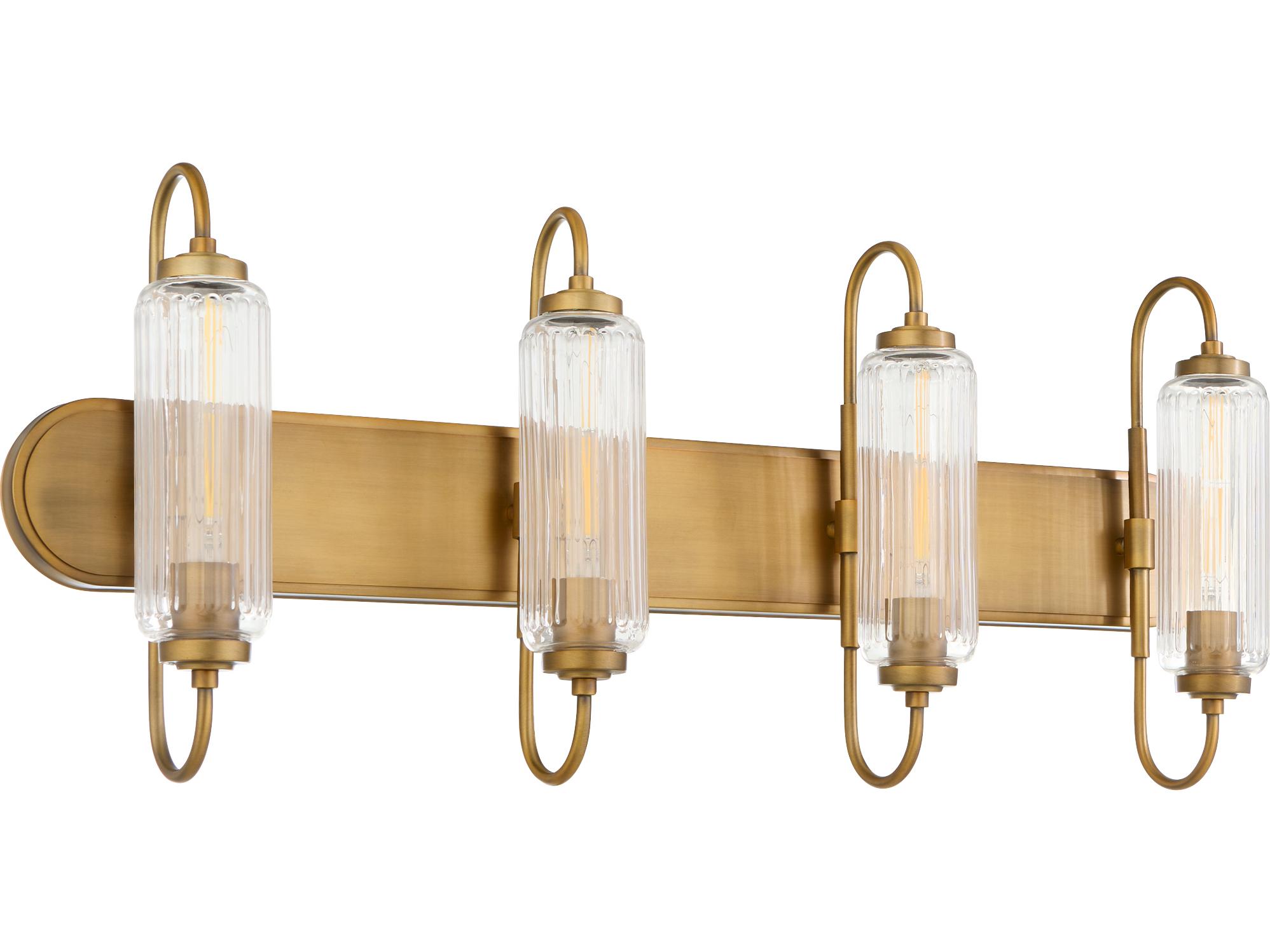 Quorum Whitmire 4-Light Brushed Brass Vanity Light