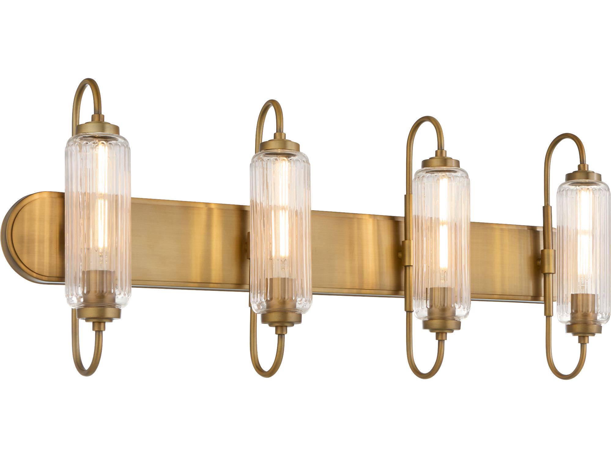 Quorum Whitmire 4-Light Brushed Brass Vanity Light