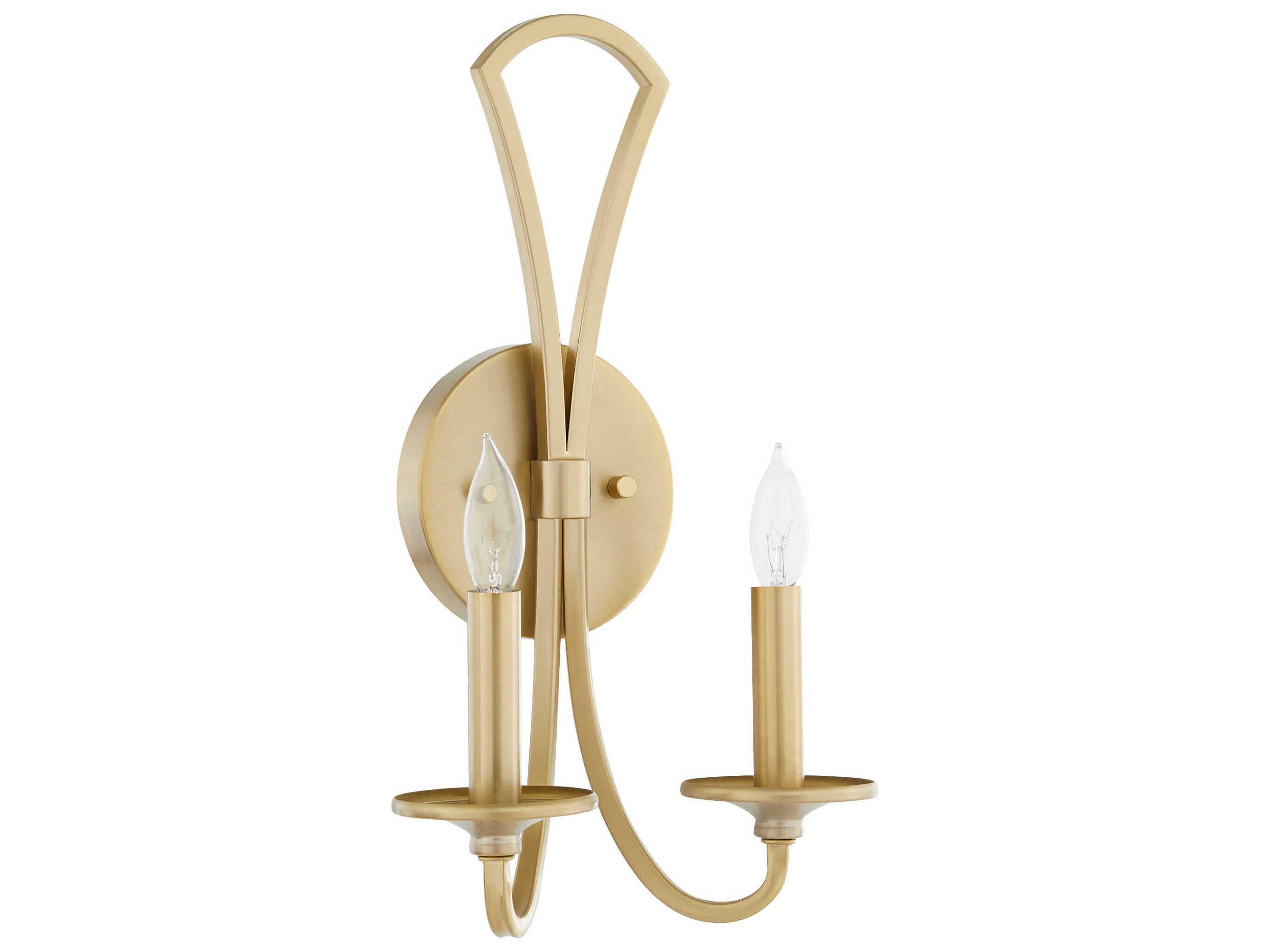 Quorum Maryse 2-Light Aged Brass Traditional Vanity Light