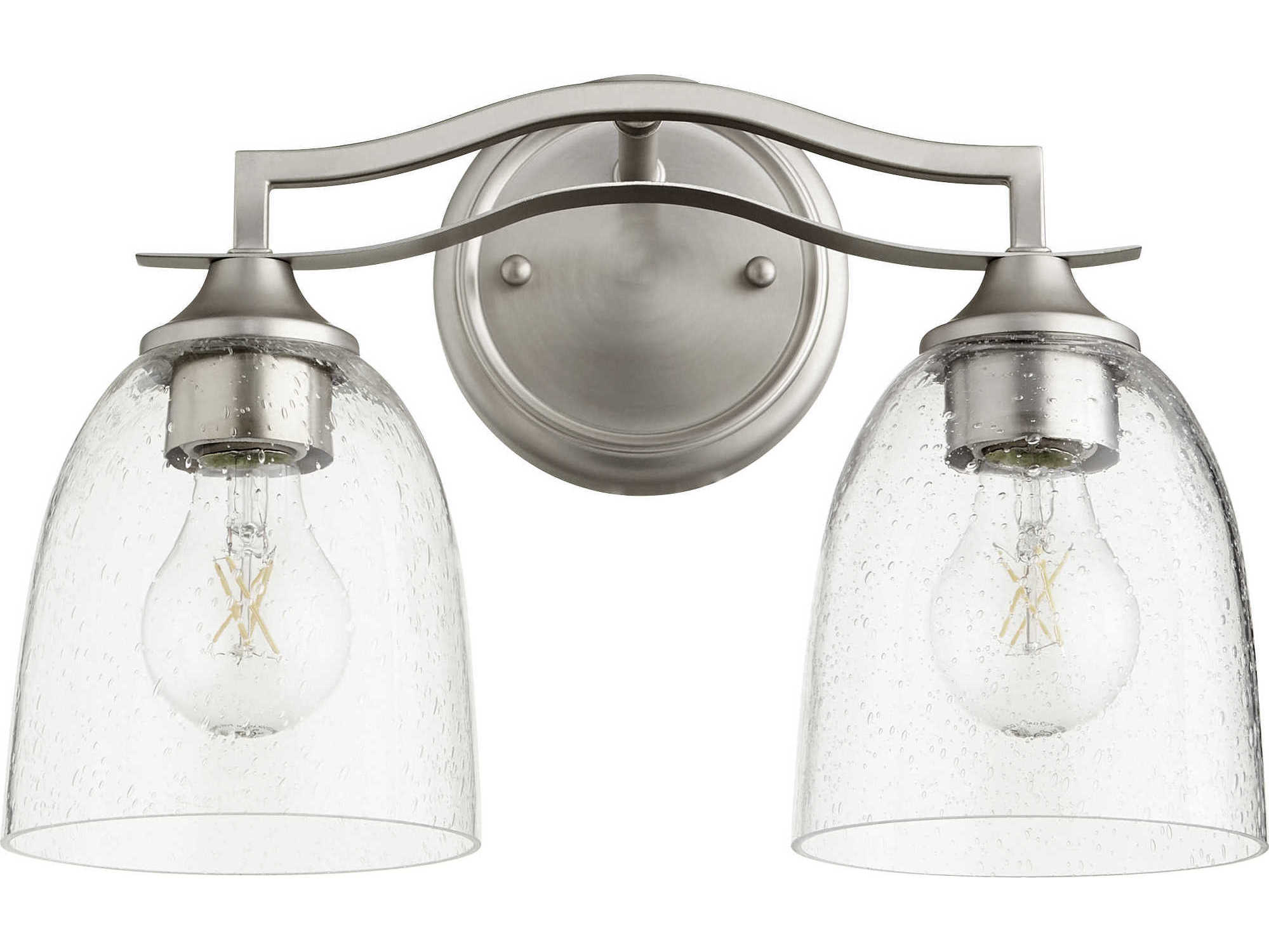 Quorum Jardin 2-Light Satin Nickel With Clear Seeded Glass Vanity Light
