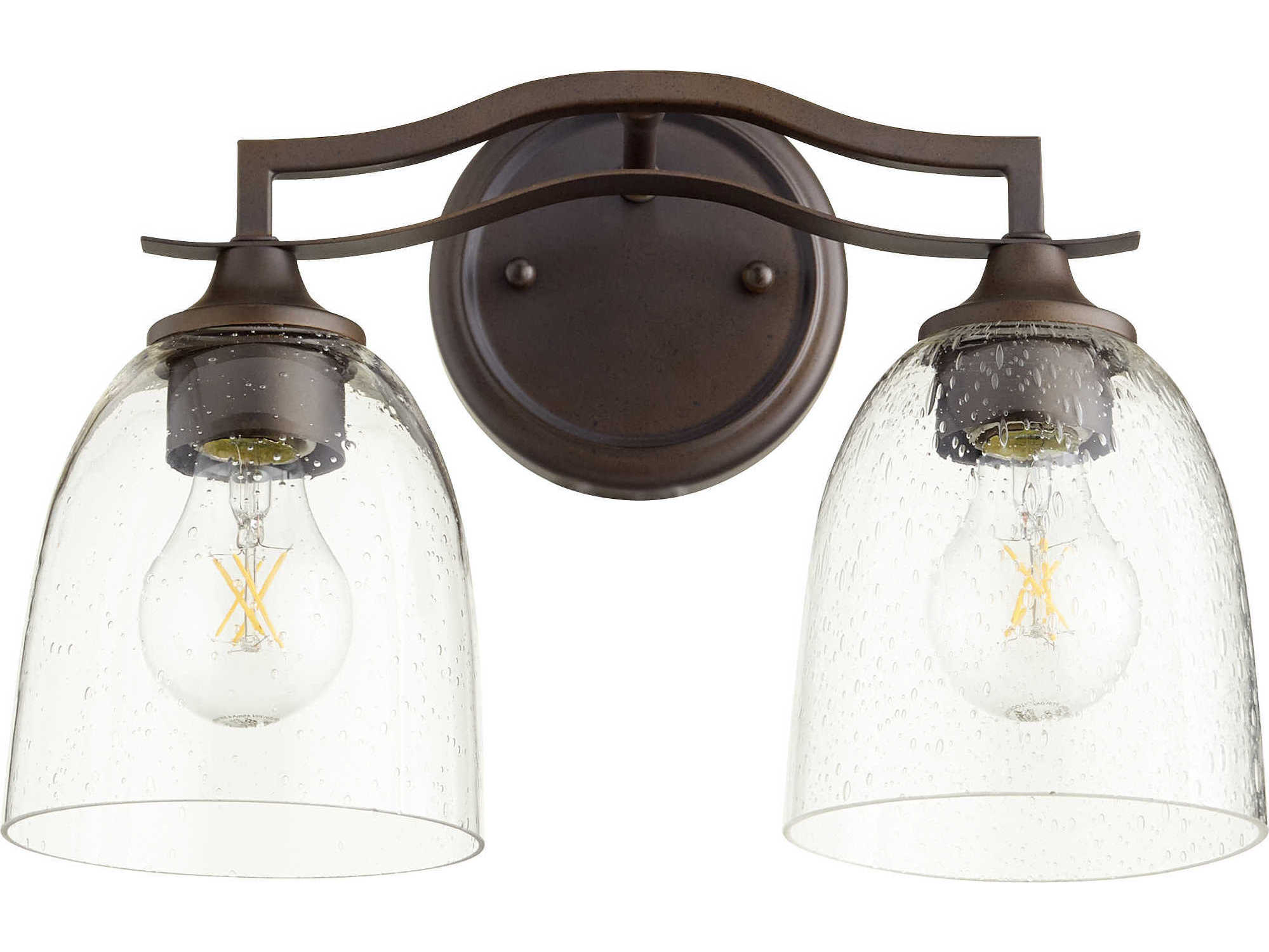 Quorum Jardin 2-Light Oiled Bronze With Clear Seeded Glass Vanity Light
