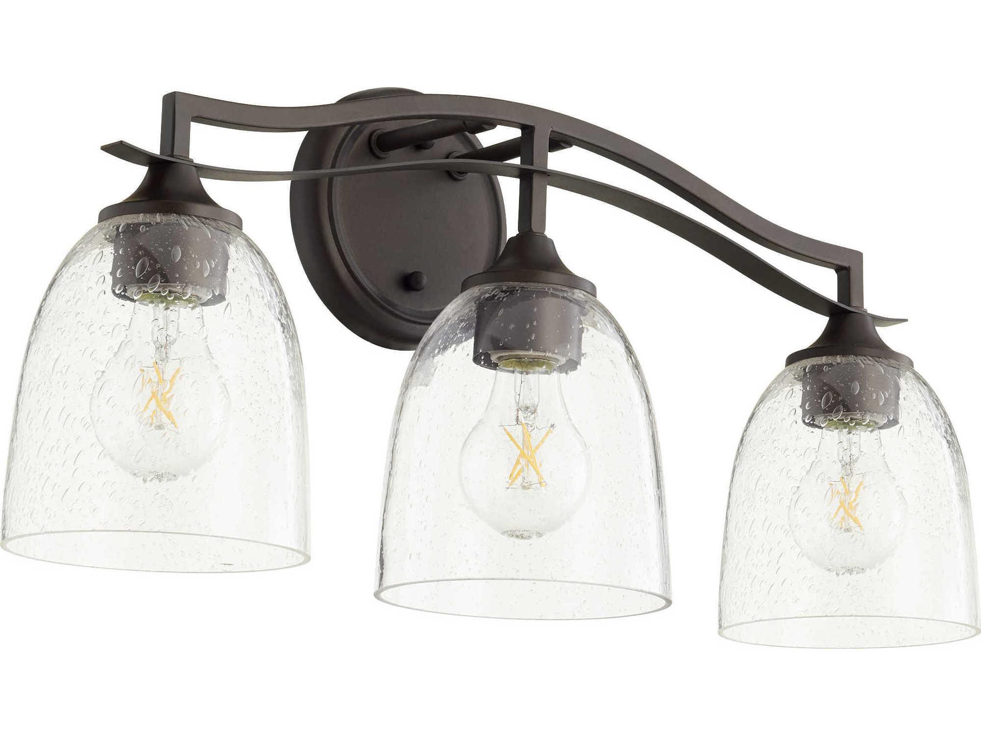 Quorum Jardin 3-Light Oiled Bronze Glass Vanity Light