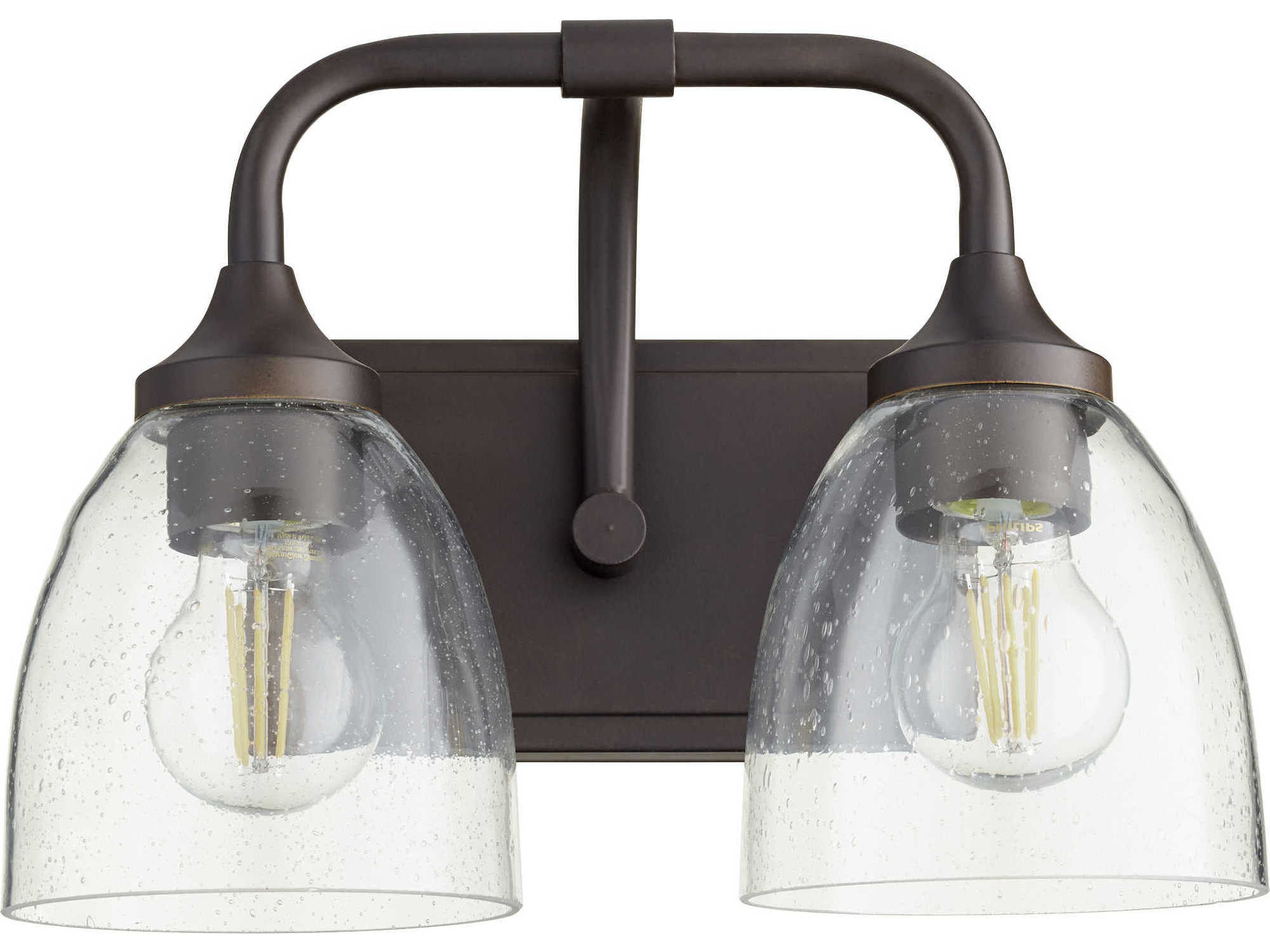 Quorum Enclave 2-Light Oiled Bronze With Clear Seeded Glass Vanity Light