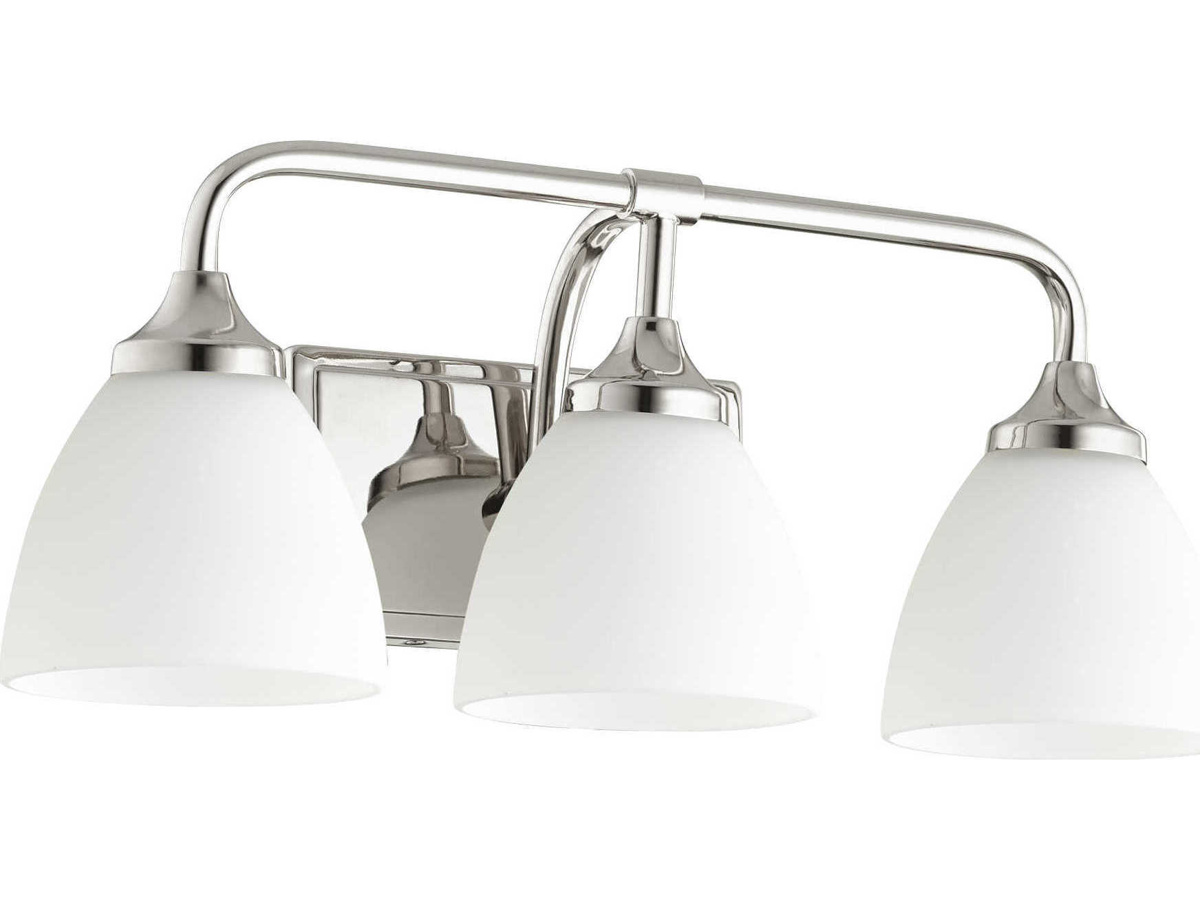 Quorum Enclave 3-Light Polished Nickel Glass Vanity Light