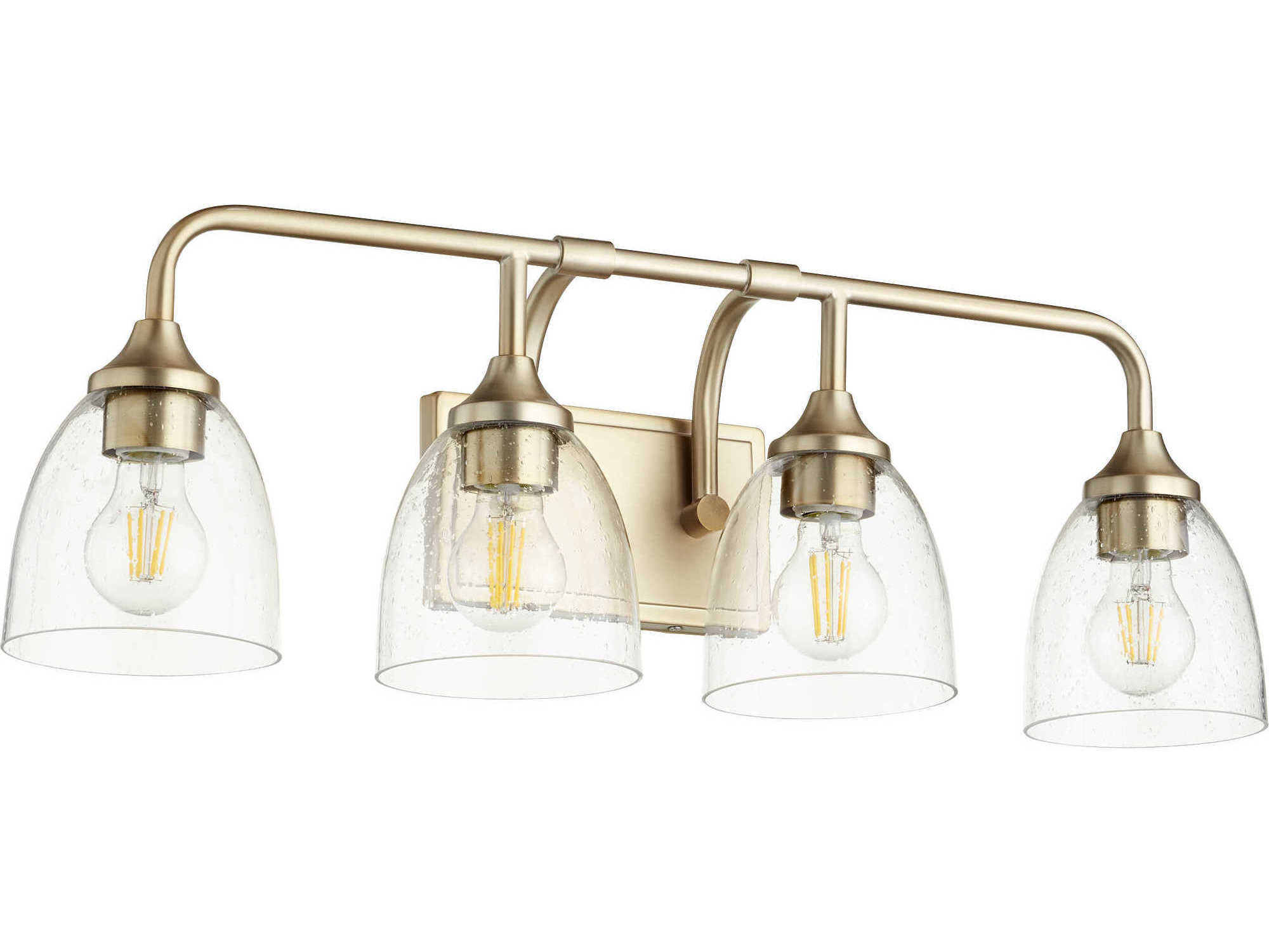 Quorum Enclave 4-Light Aged Brass With Clear Seeded Glass Vanity Light
