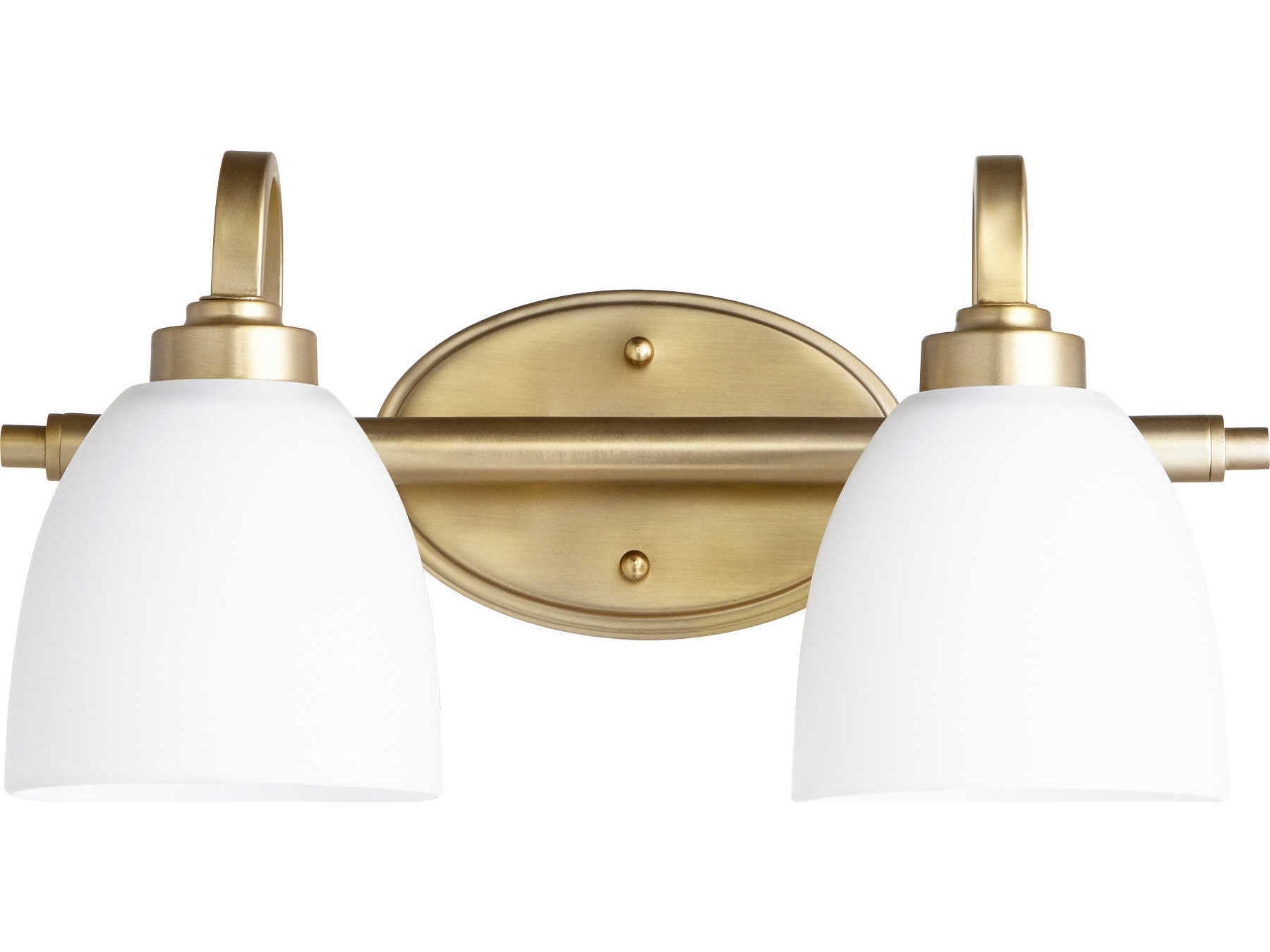 Quorum Reyes 2-Light Aged Brass Glass Vanity Light