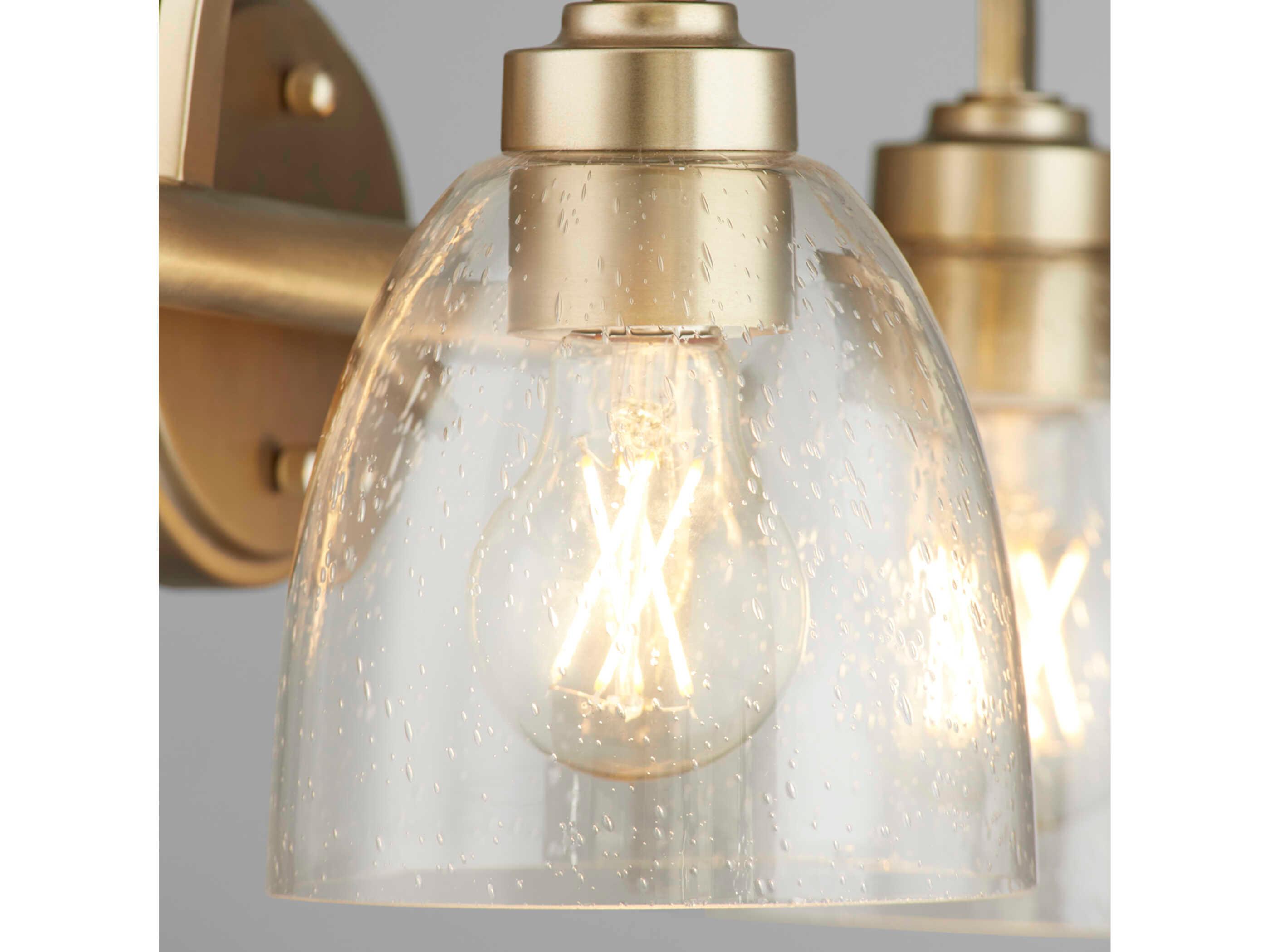 Quorum Reyes 2-Light Aged Brass Glass Vanity Light