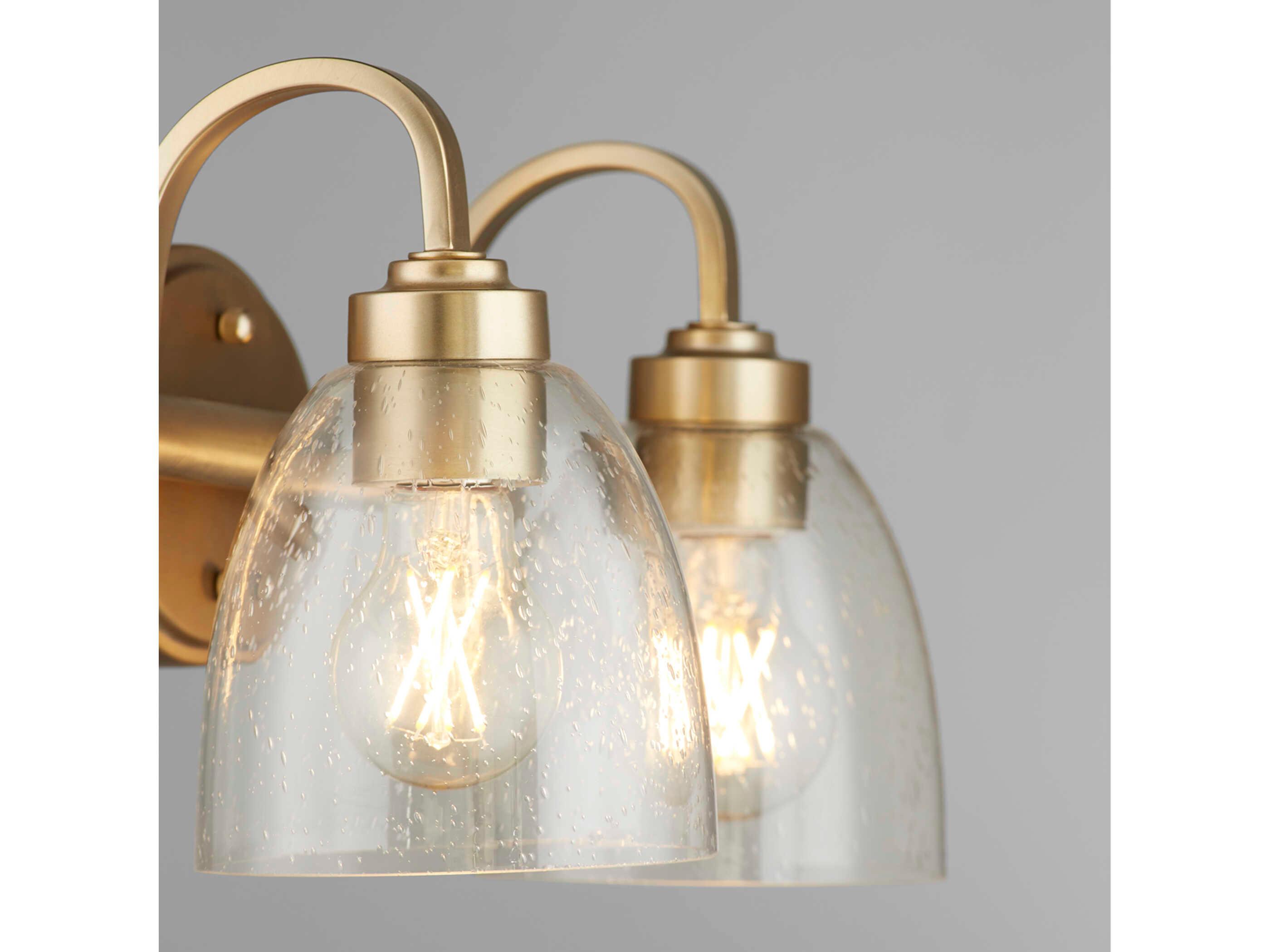 Quorum Reyes 2-Light Aged Brass Glass Vanity Light