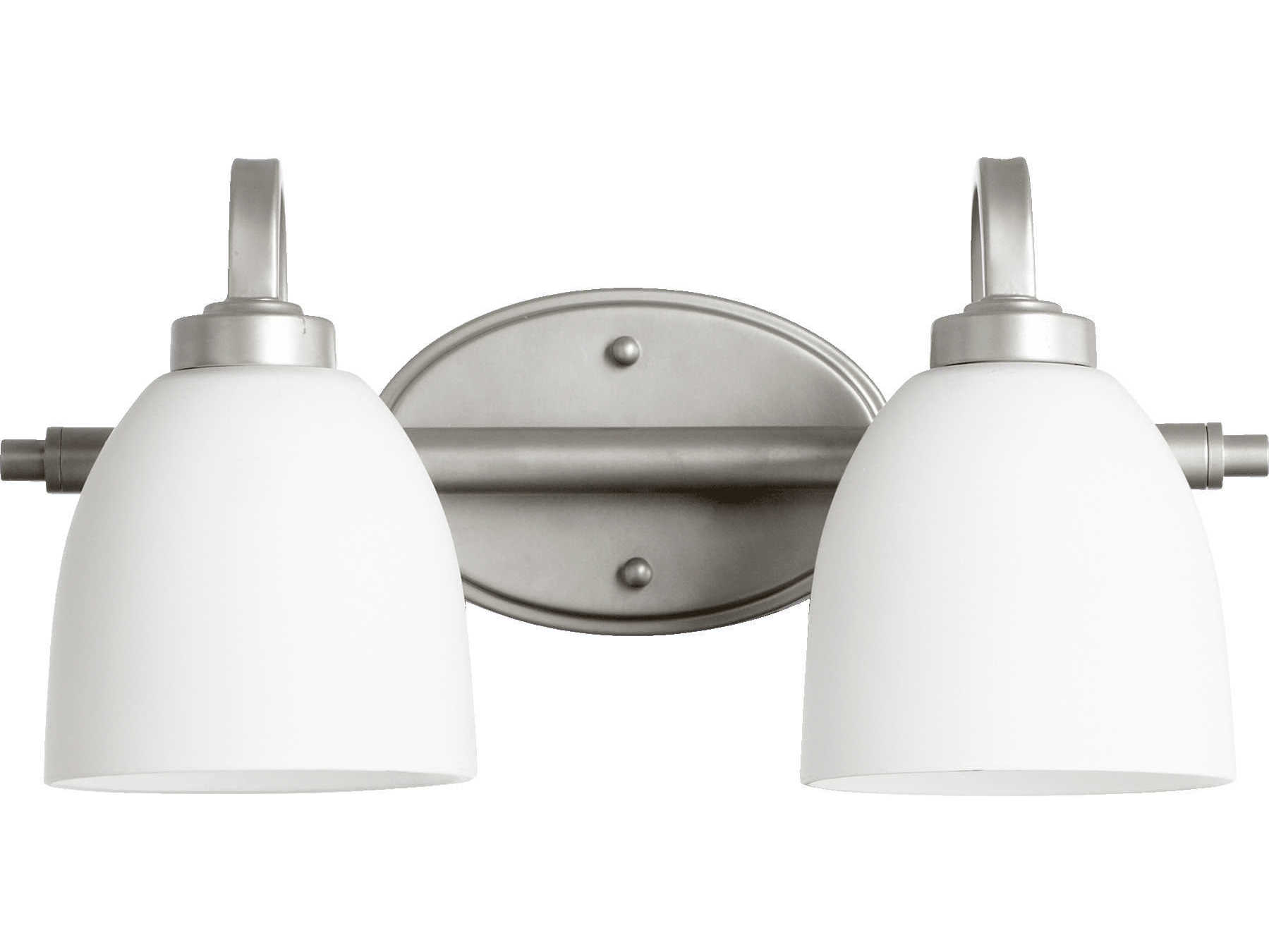Quorum Reyes 2-Light Classic Nickel Glass Vanity Light