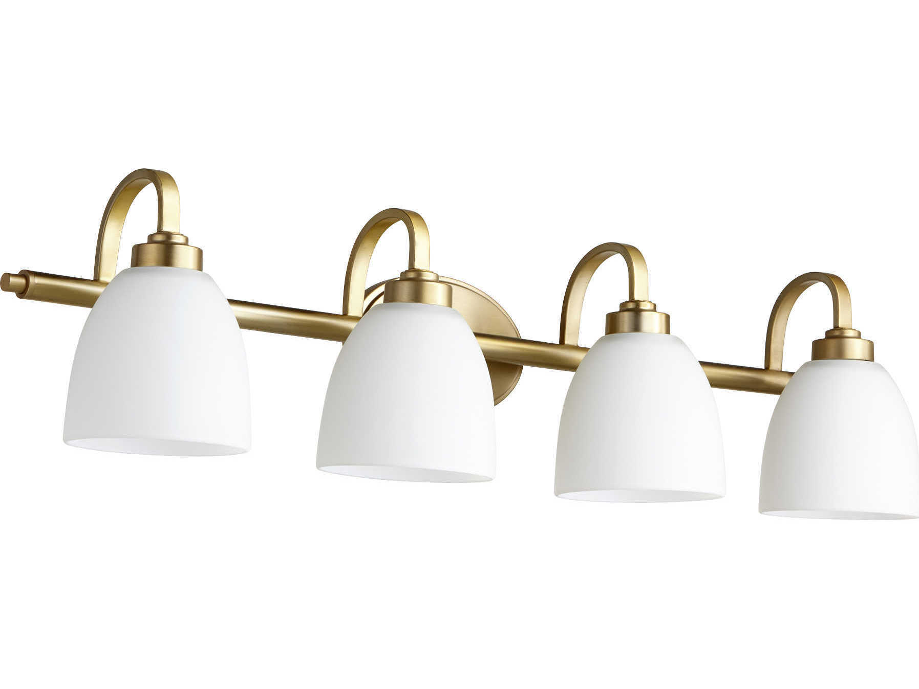Quorum Reyes 4-Light Aged Brass Glass Vanity Light