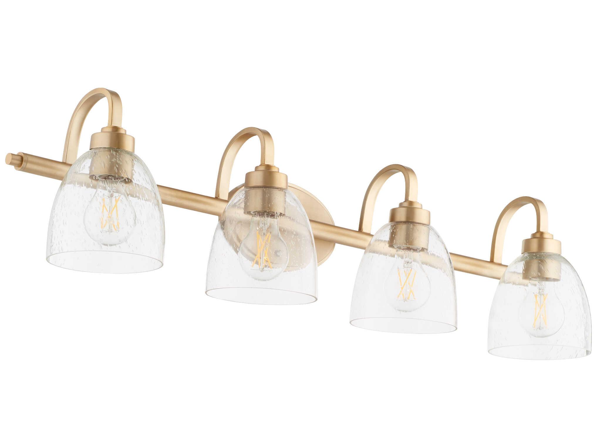 Quorum Reyes 4-Light Aged Brass Glass Vanity Light