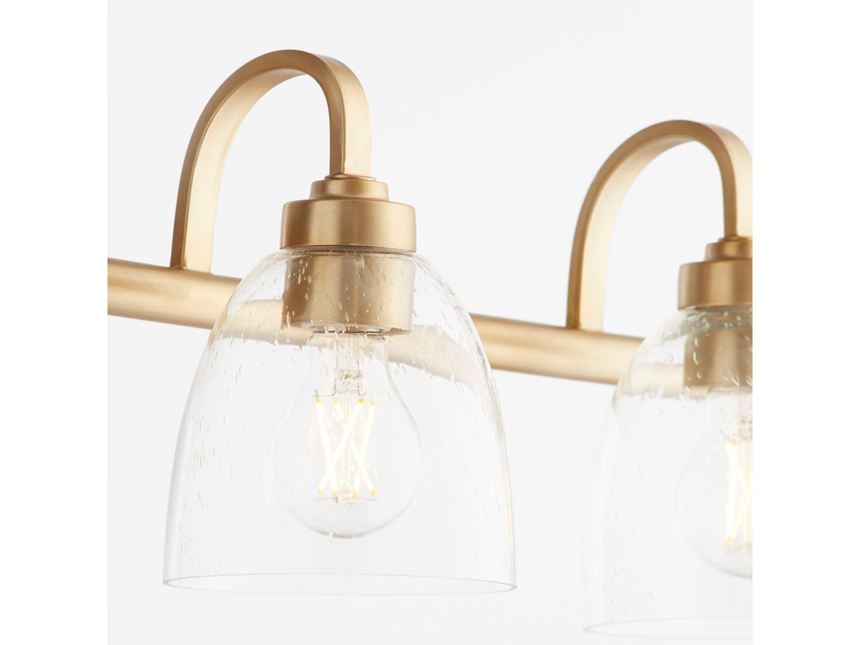 Quorum Reyes 4-Light Aged Brass Glass Vanity Light