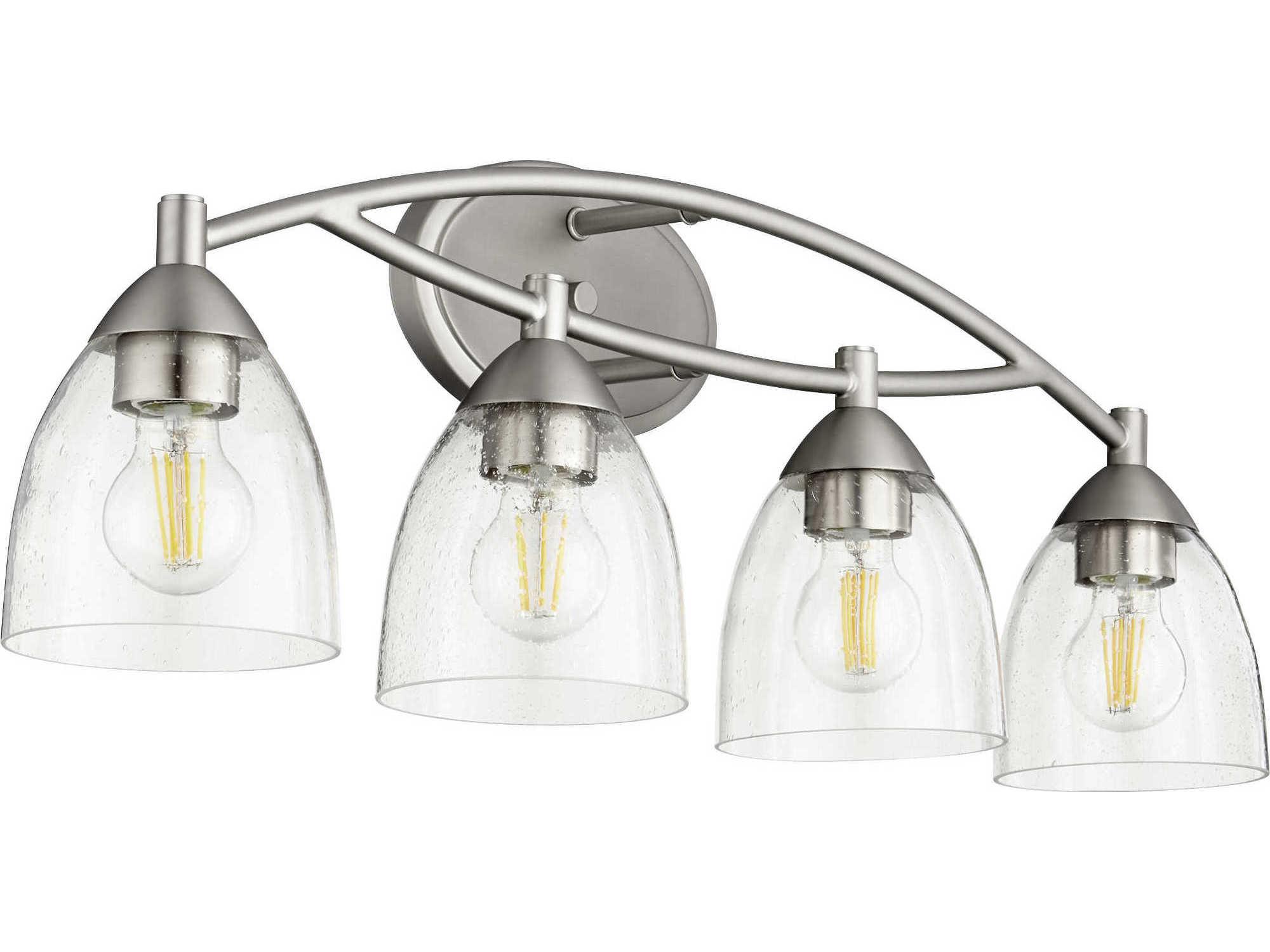 Quorum Barkley 4-Light Satin Nickel Glass Vanity Light