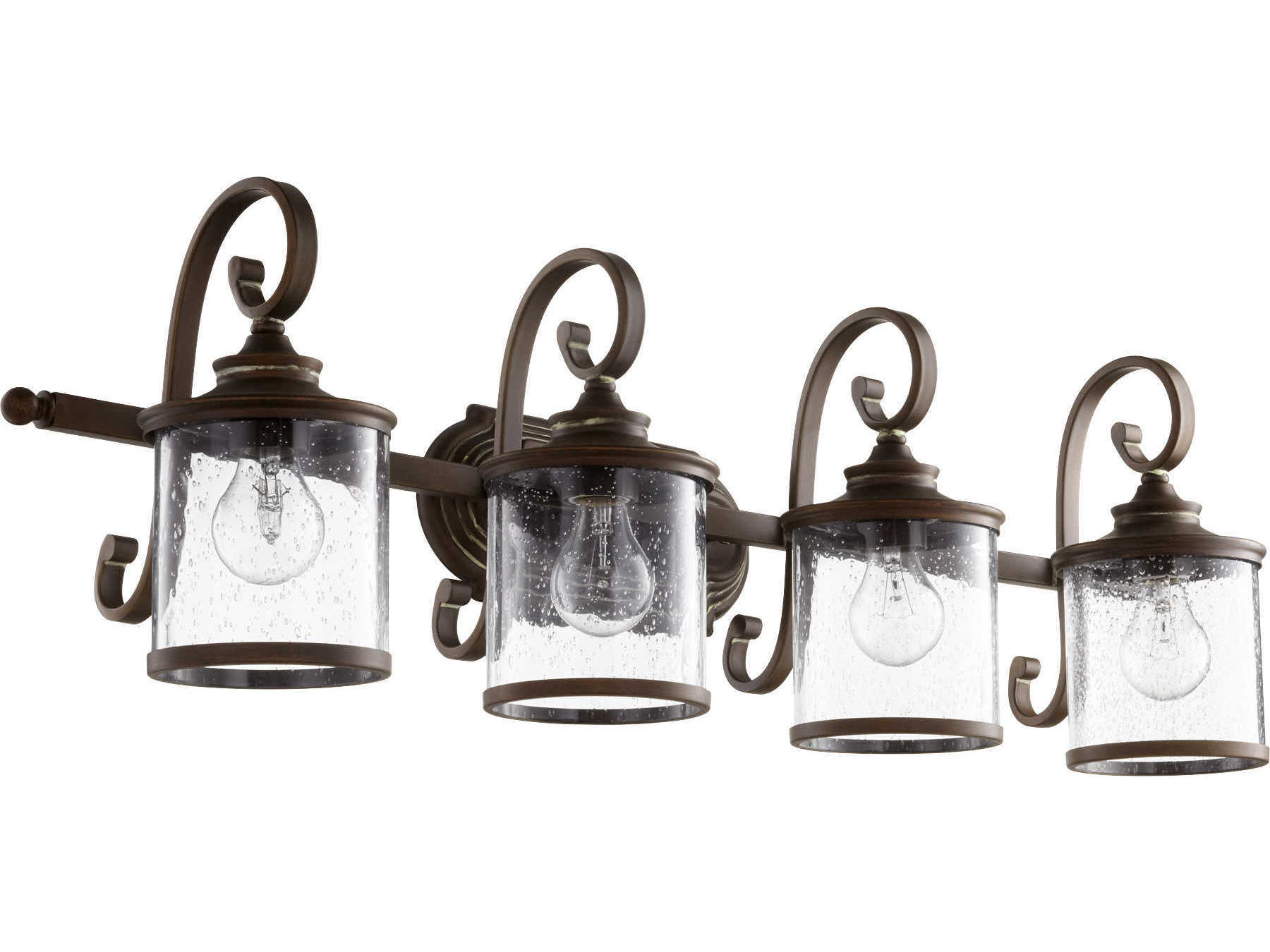 Quorum San Miguel 4-Light Vintage Copper Glass Vanity Light