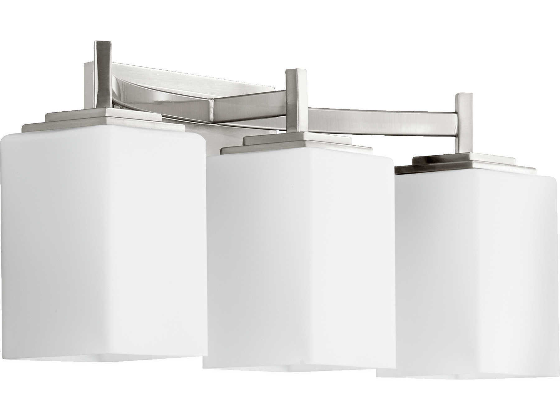 Quorum Delta 3-Light Satin Nickel Glass Vanity Light