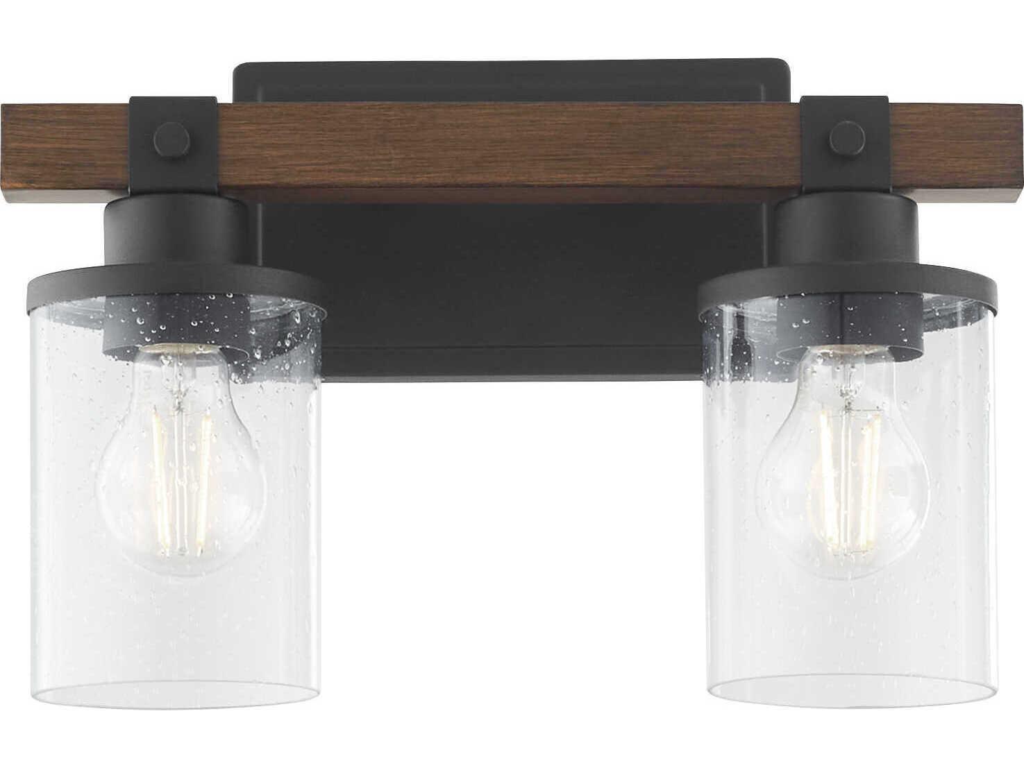 Quorum Alpine 2-Light Textured Black Walnut Vanity Light