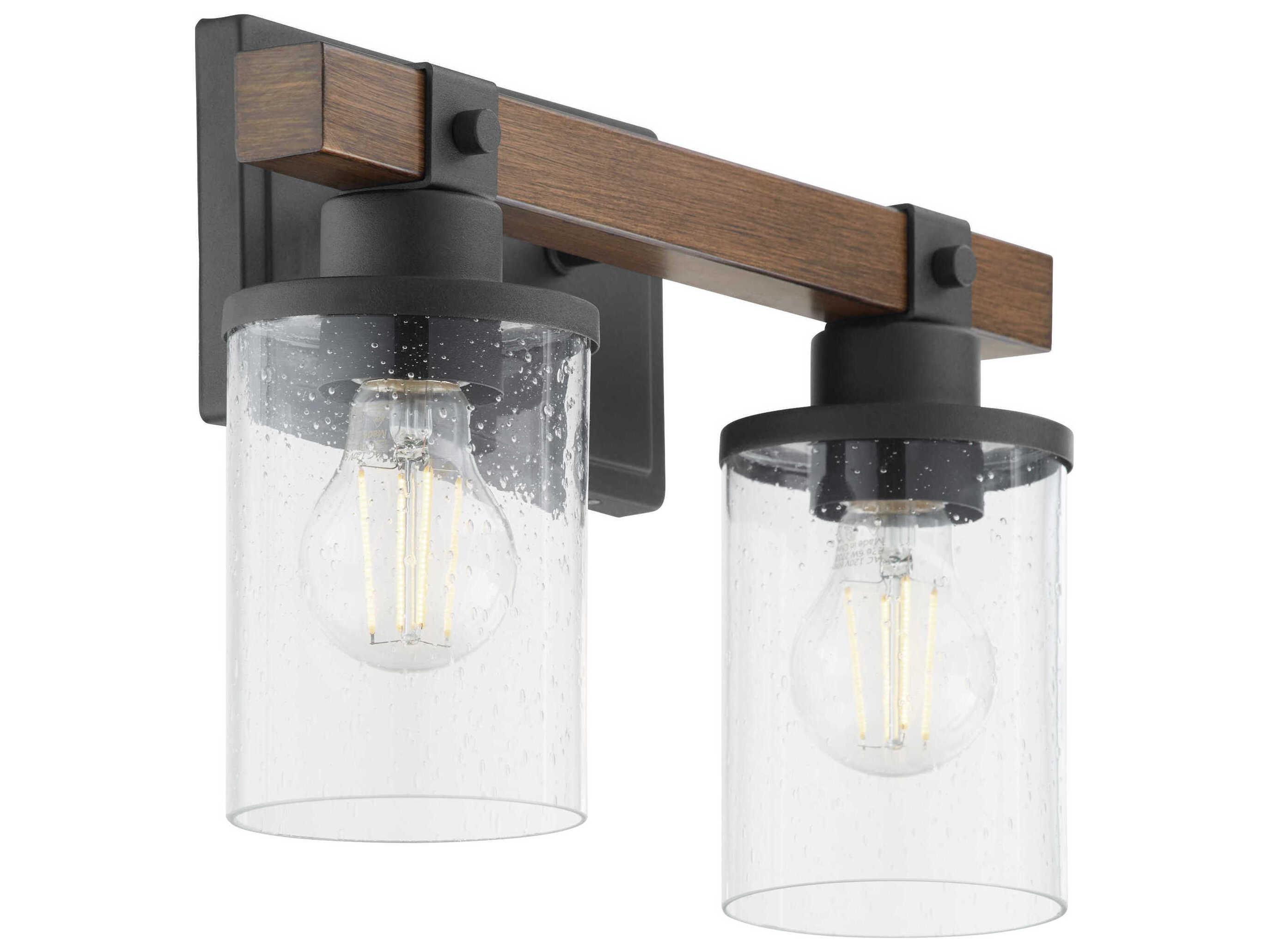 Quorum Alpine 2-Light Textured Black Walnut Vanity Light