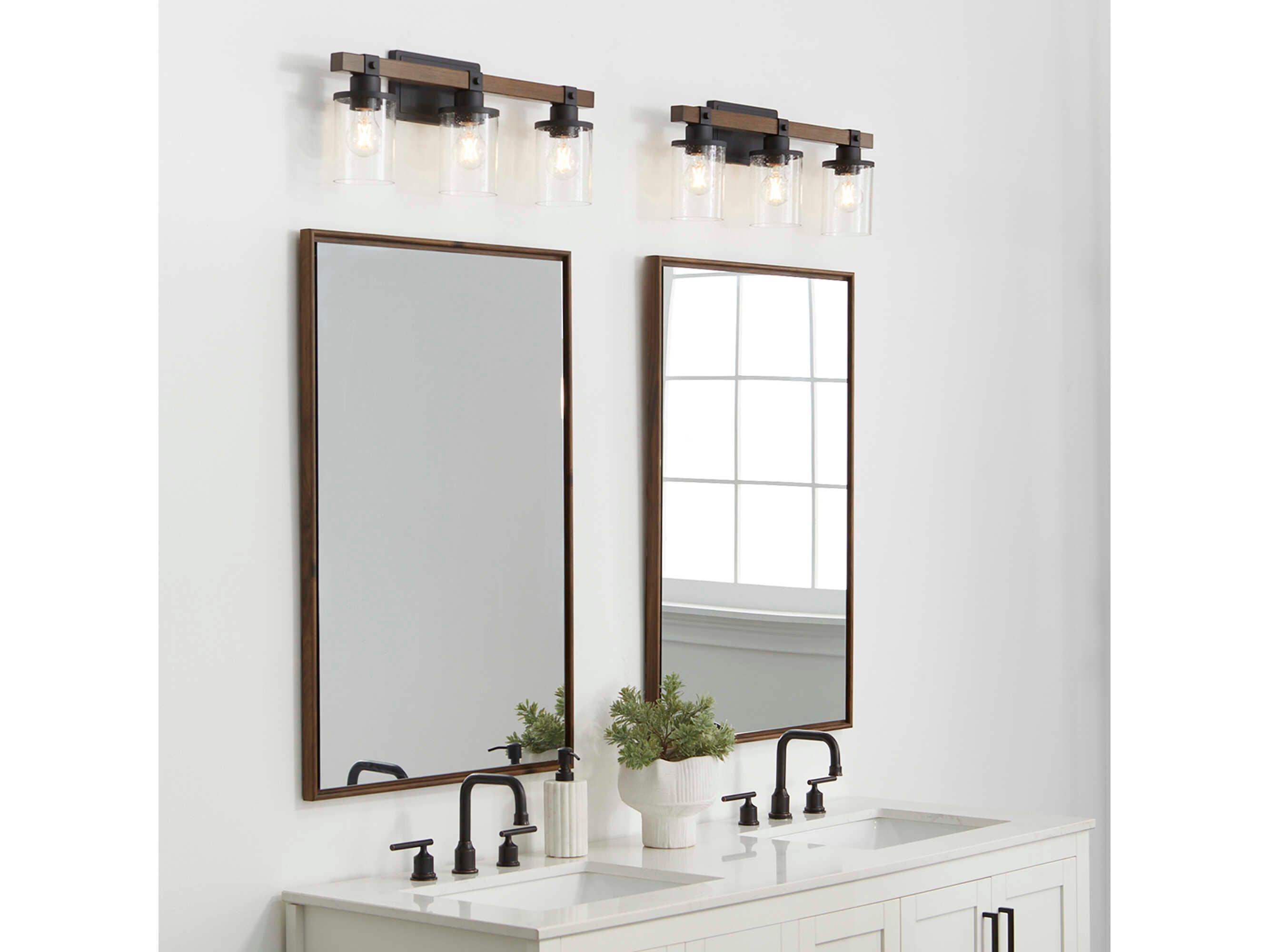 Quorum Alpine 3-Light Textured Black Walnut Vanity Light