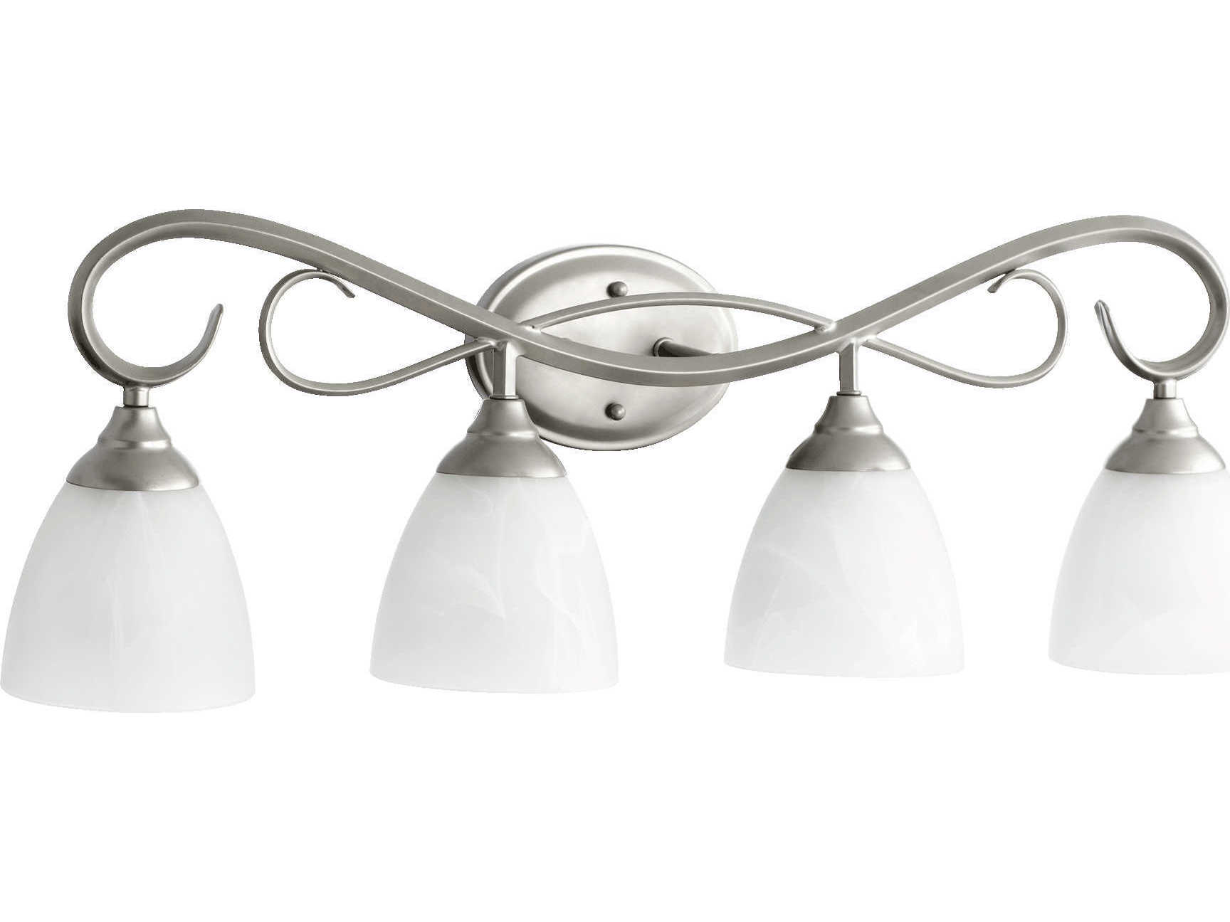 Quorum Powell 4-Light Classic Nickel Glass Vanity Light