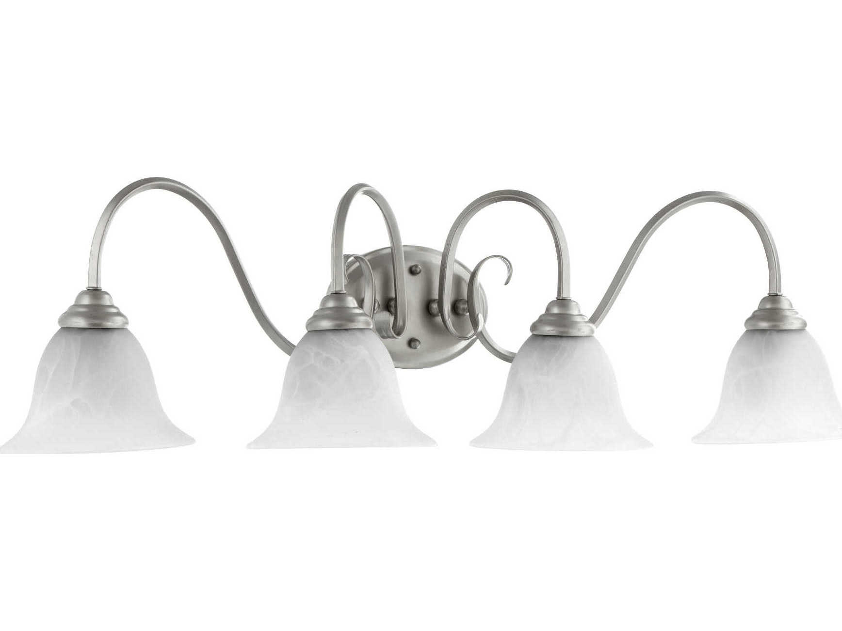 Quorum Spencer 4-Light Classic Nickel White Glass Vanity Light