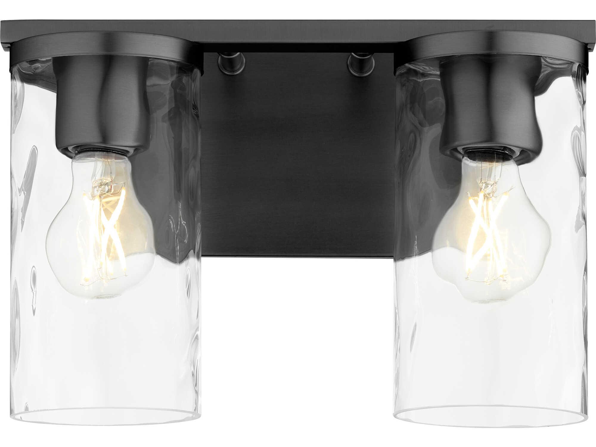 Quorum Steinway 2-Light Matte Black Glass Vanity Light