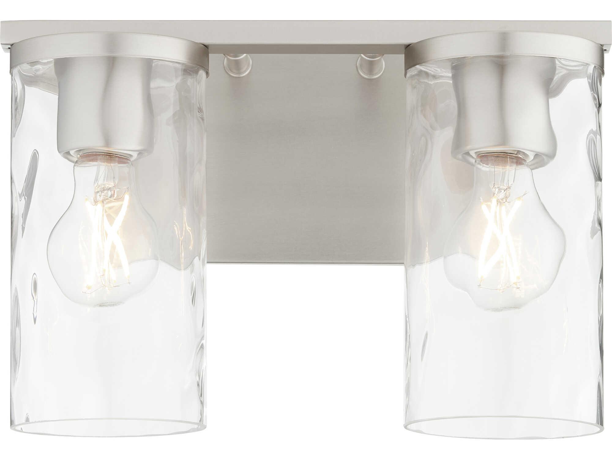 Quorum Steinway 2-Light Satin Nickel Glass Vanity Light