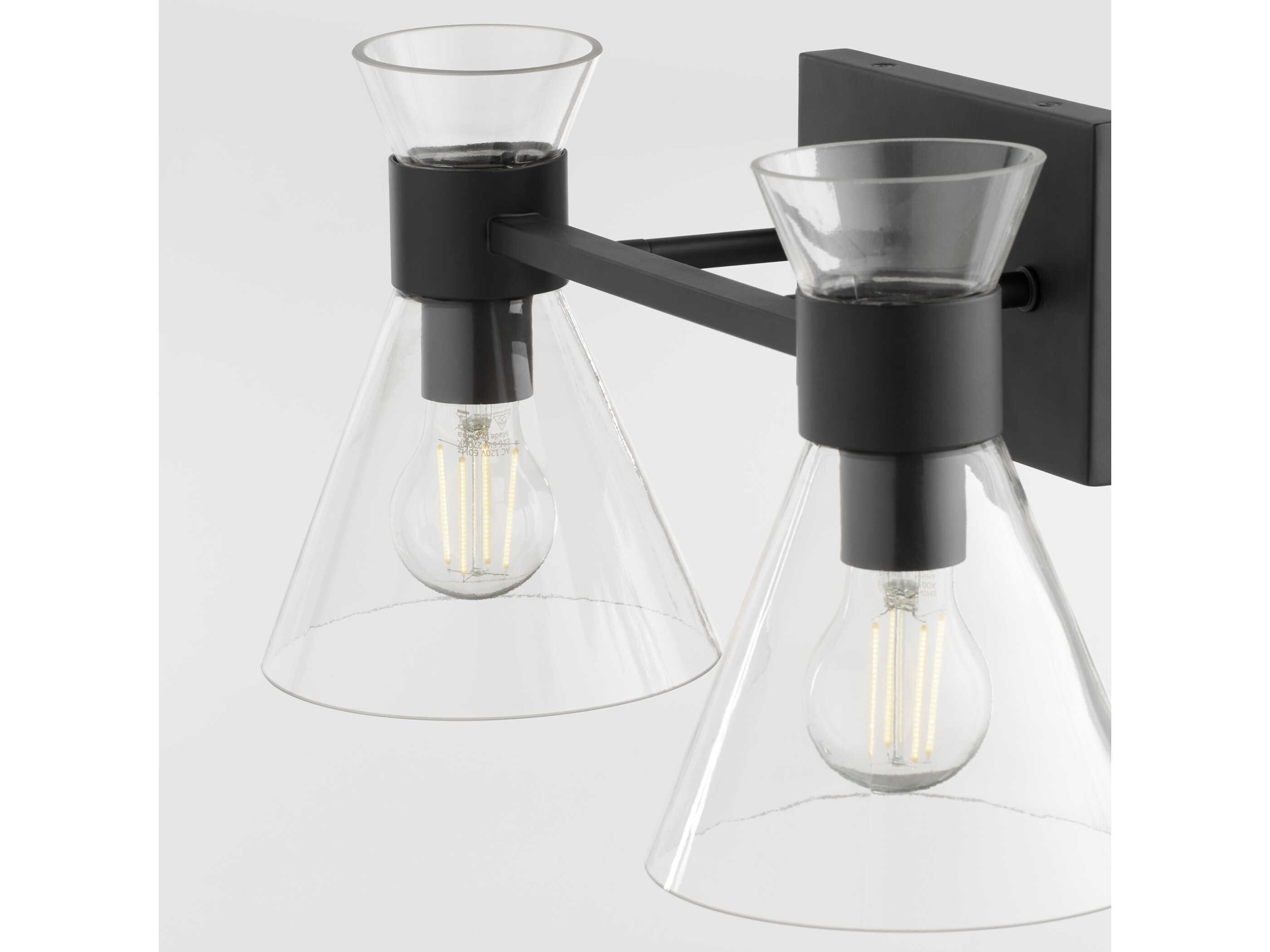 Quorum Beldar 2-Light Matte Black Vanity Light