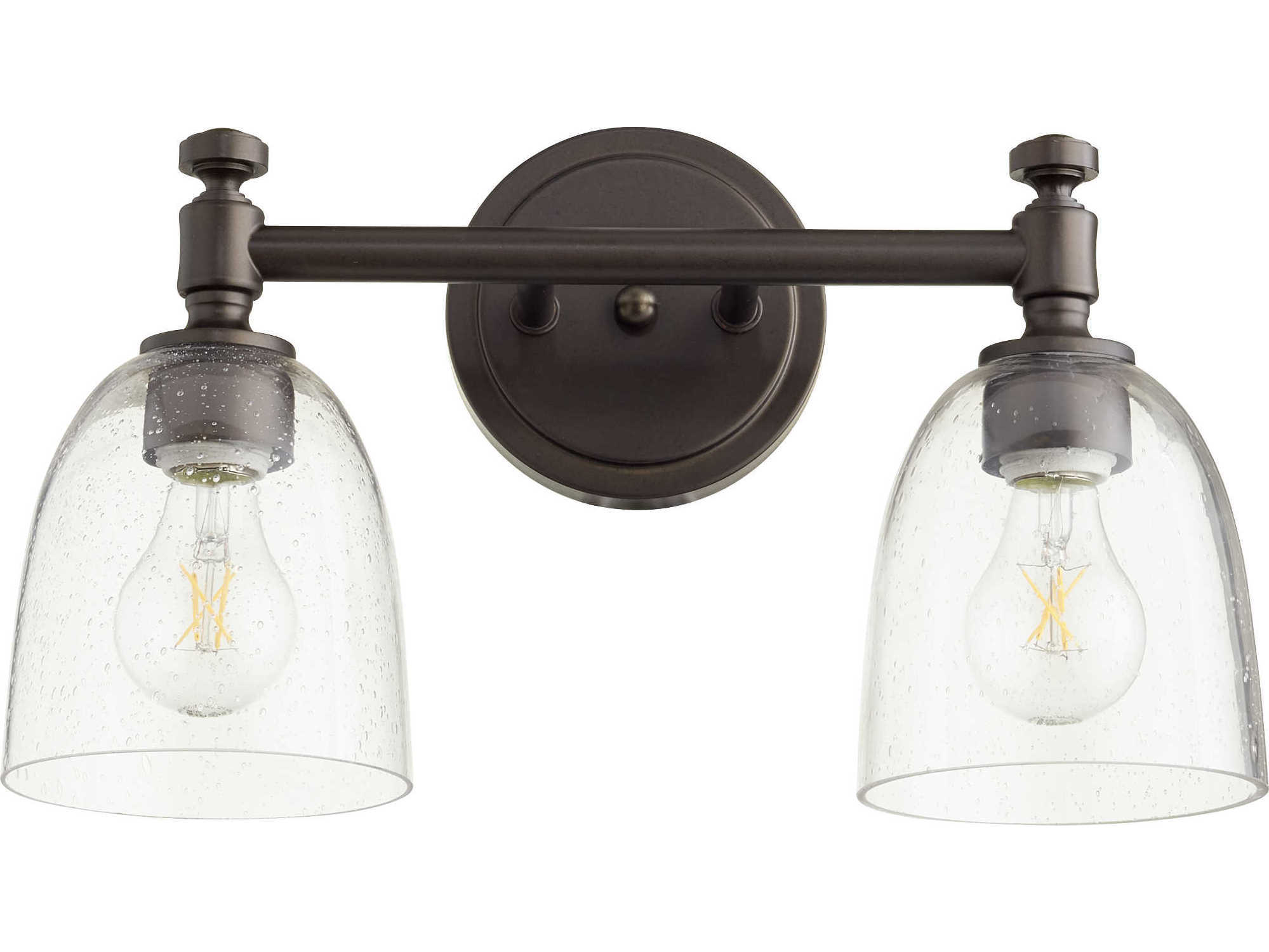Quorum Rossington 2-Light Oiled Bronze With Clear Seeded Glass Vanity Light